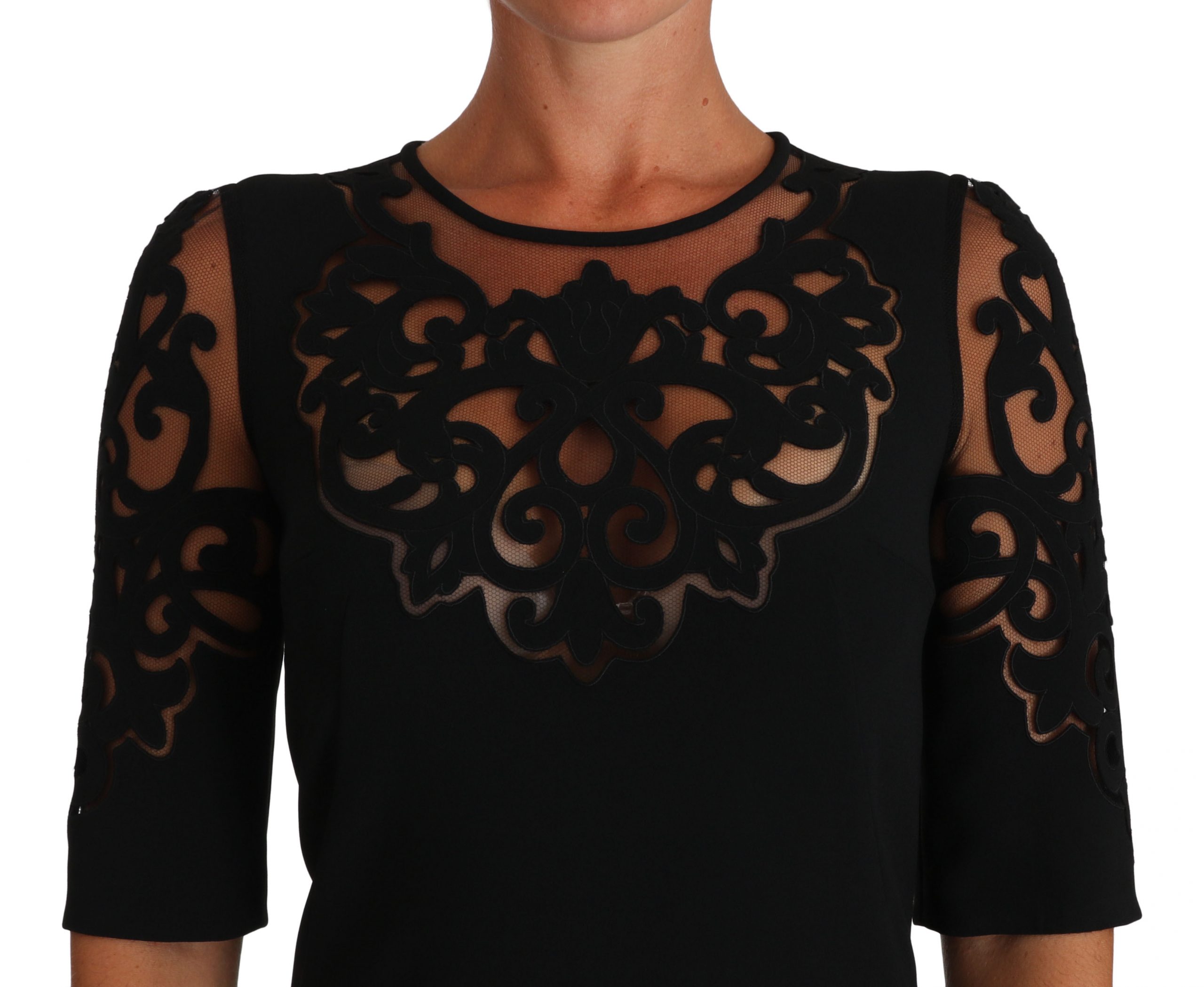 Dolce & Gabbana Black Floral Cut Out Pattern Coctail Dress - Image 3