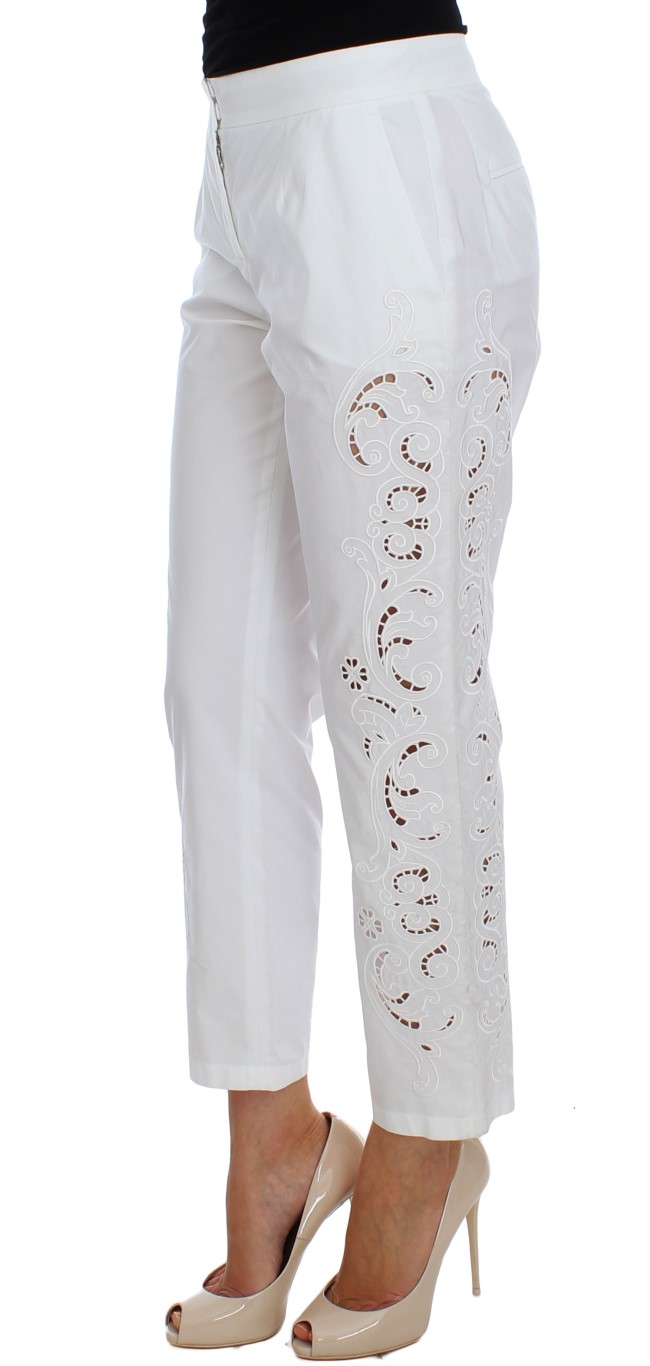 Dolce & Gabbana White Floral Cutout Dress Sicily Pants - Image 2
