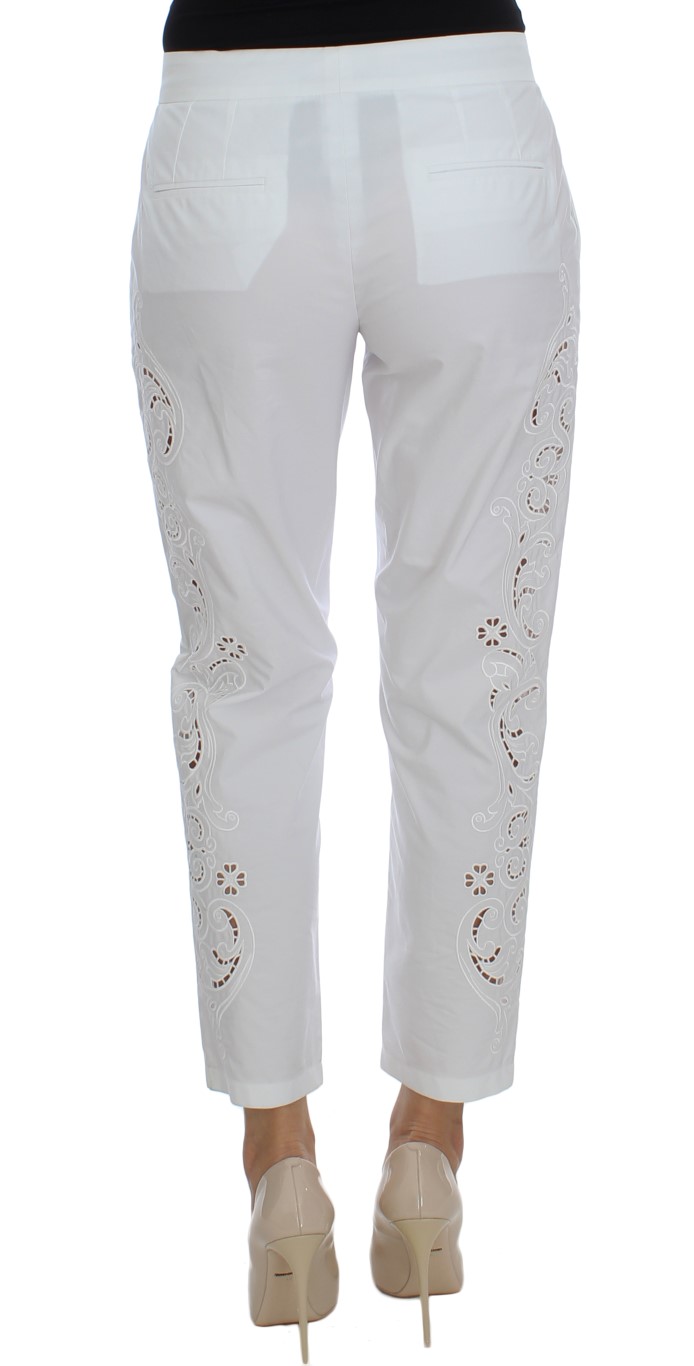 Dolce & Gabbana White Floral Cutout Dress Sicily Pants - Image 3