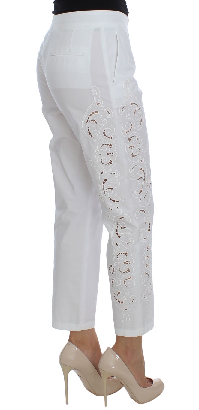 Dolce & Gabbana White Floral Cutout Dress Sicily Pants - Image 4