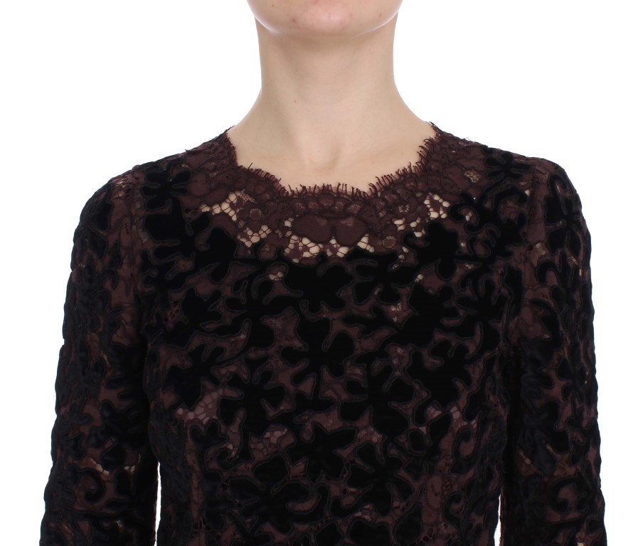 Dolce & Gabbana Purple Floral Lace Ricamo Maxi Dress - Image 5