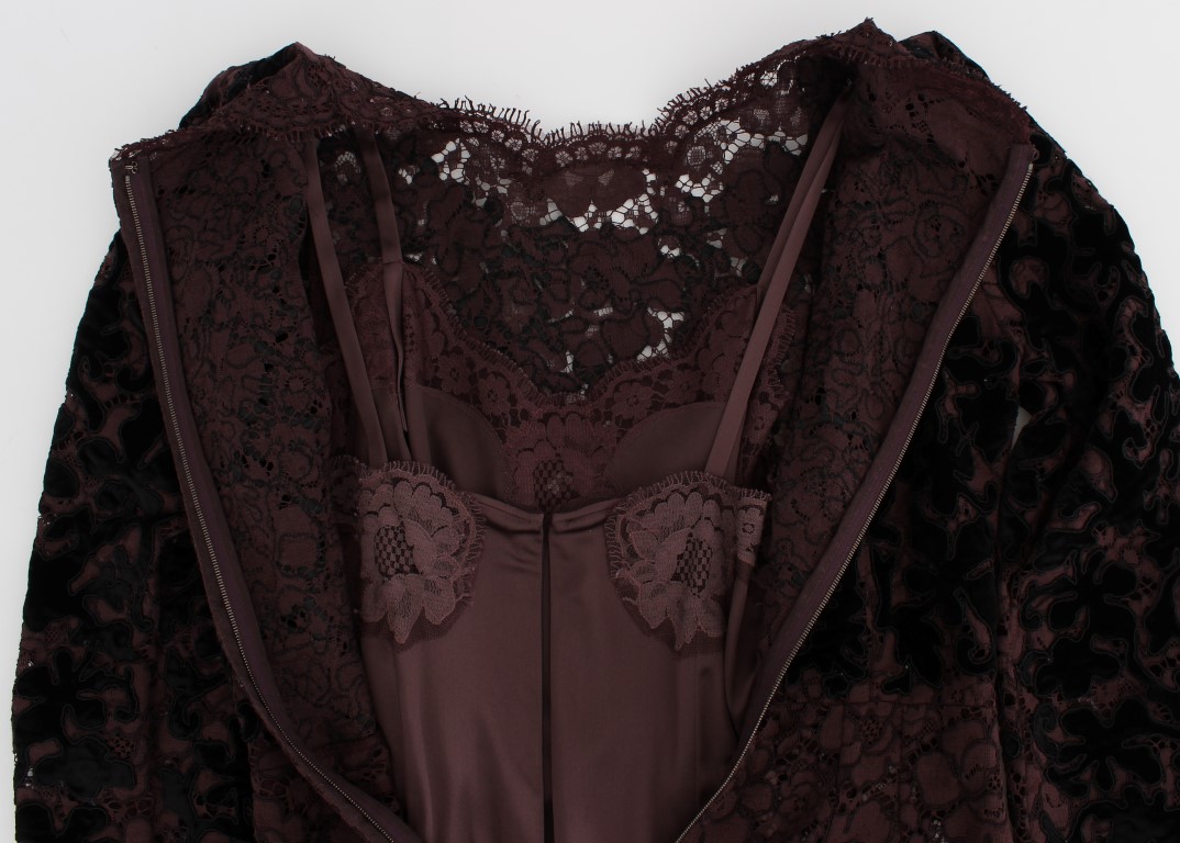 Dolce & Gabbana Purple Floral Lace Ricamo Maxi Dress - Image 6