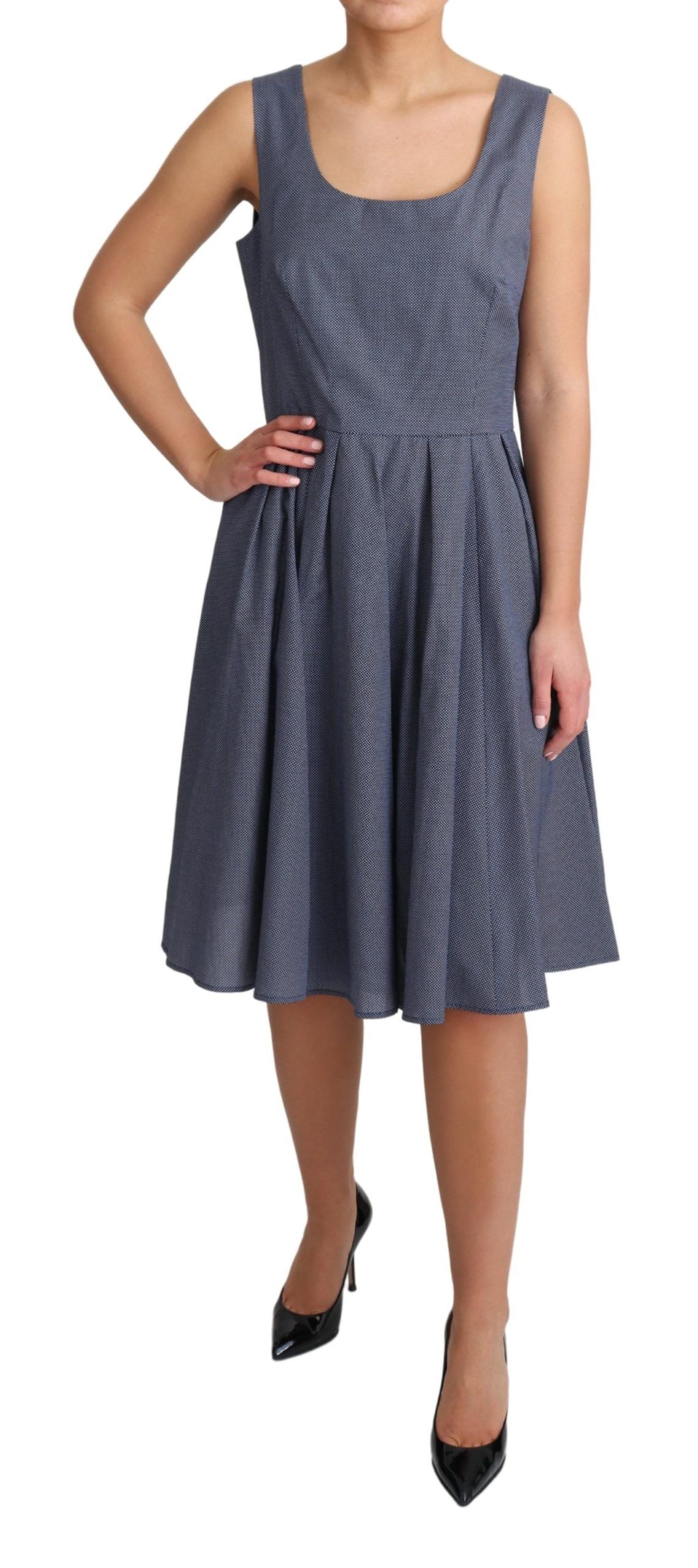 Dolce & Gabbana Blue Polka Cotton A-Line Stretch Dress - Image 2