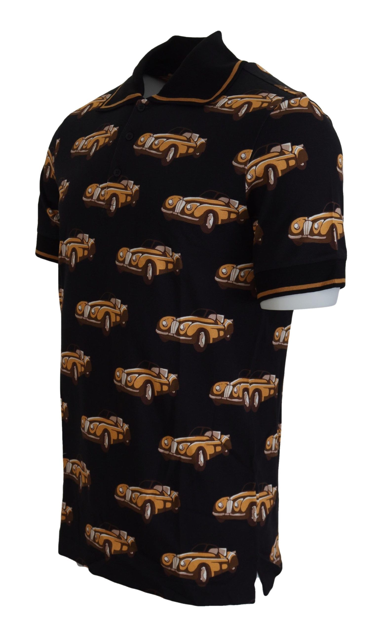 Dolce & Gabbana Black Car Print Short Sleeve Polo T-shirt - Image 2
