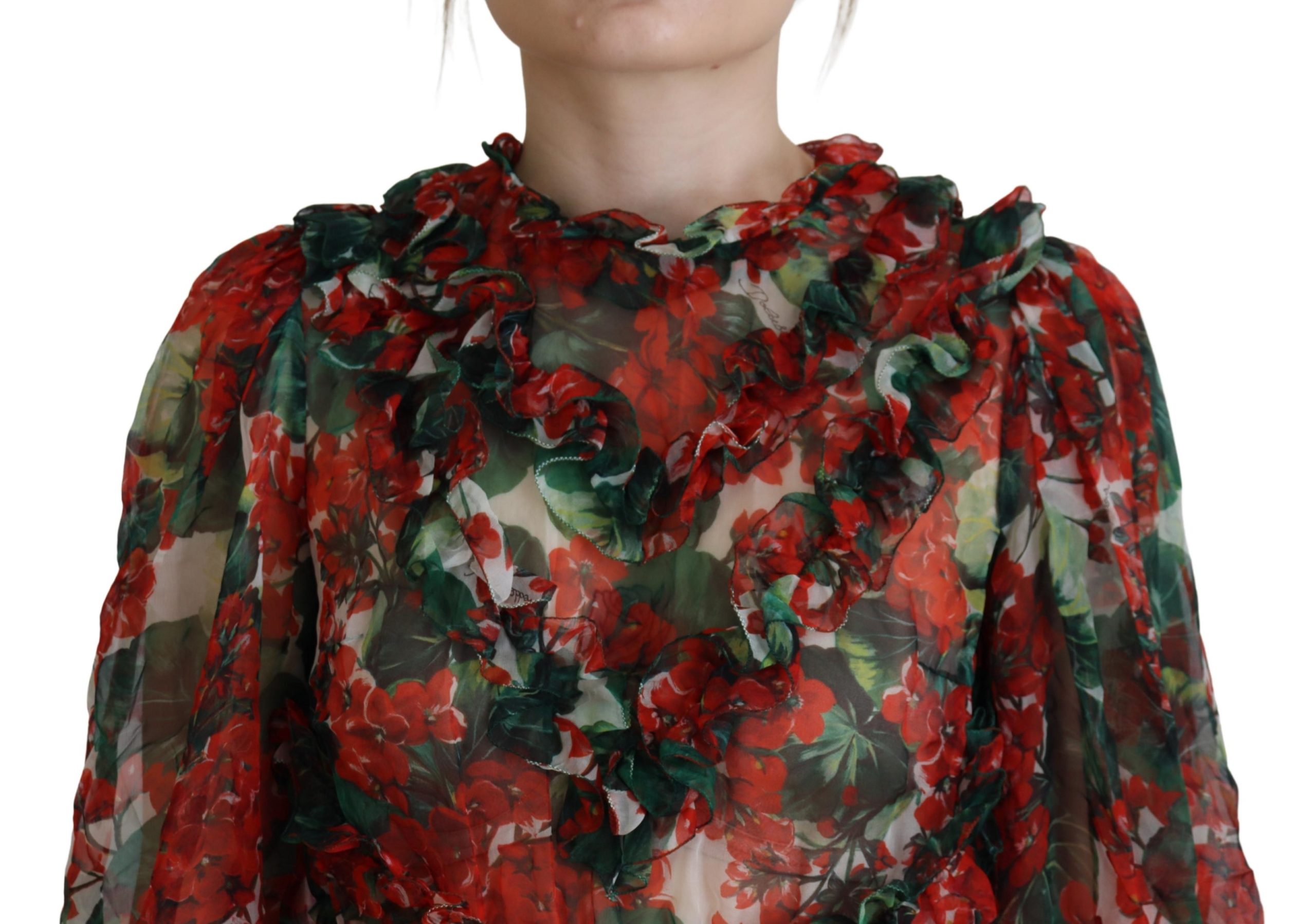 Dolce & Gabbana Multicolor Geranium A-line Knee Length Dress - Image 4
