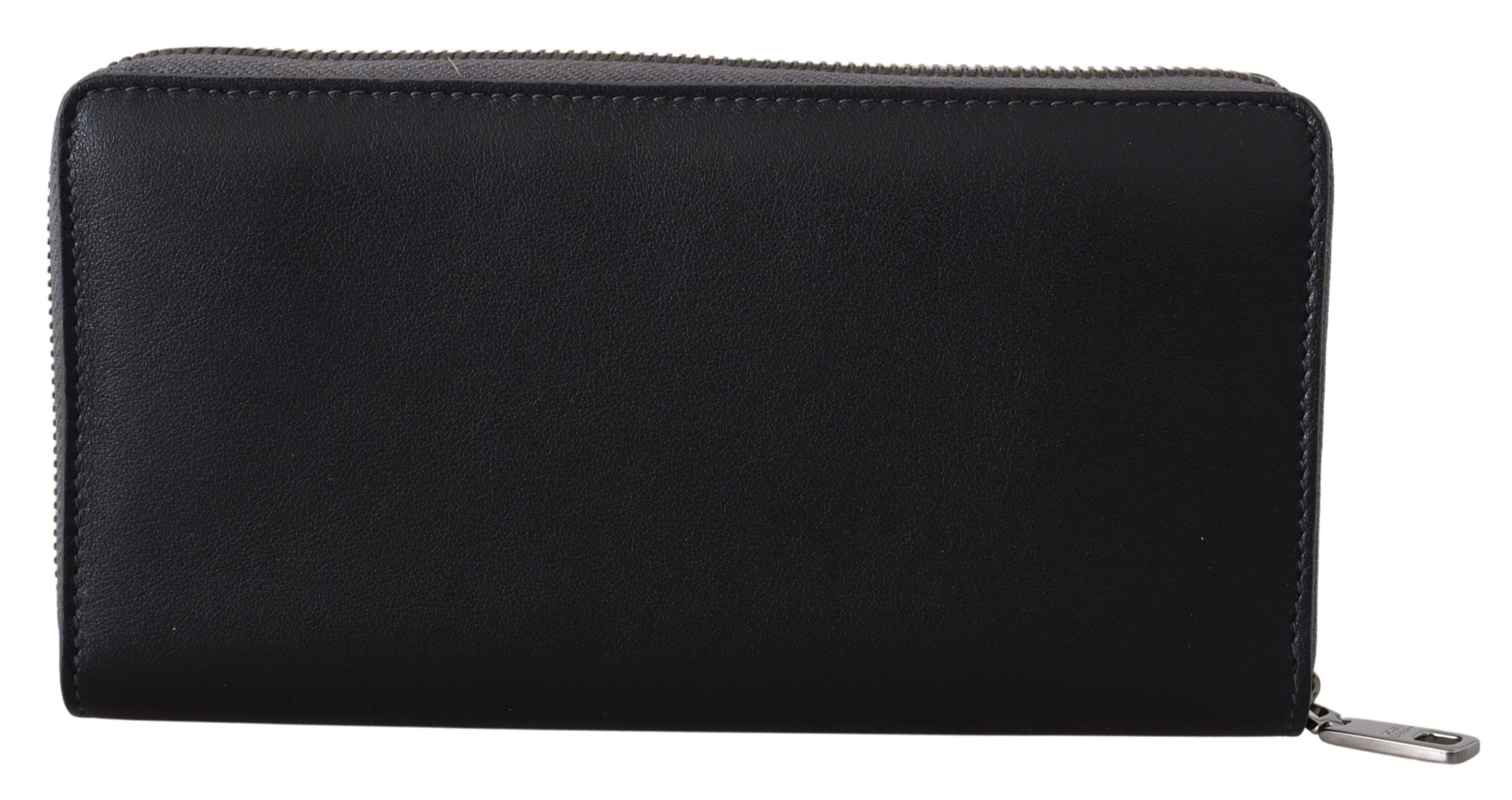 Dolce & Gabbana Black Zip Around Continental Clutch Leather Wallet - Image 3