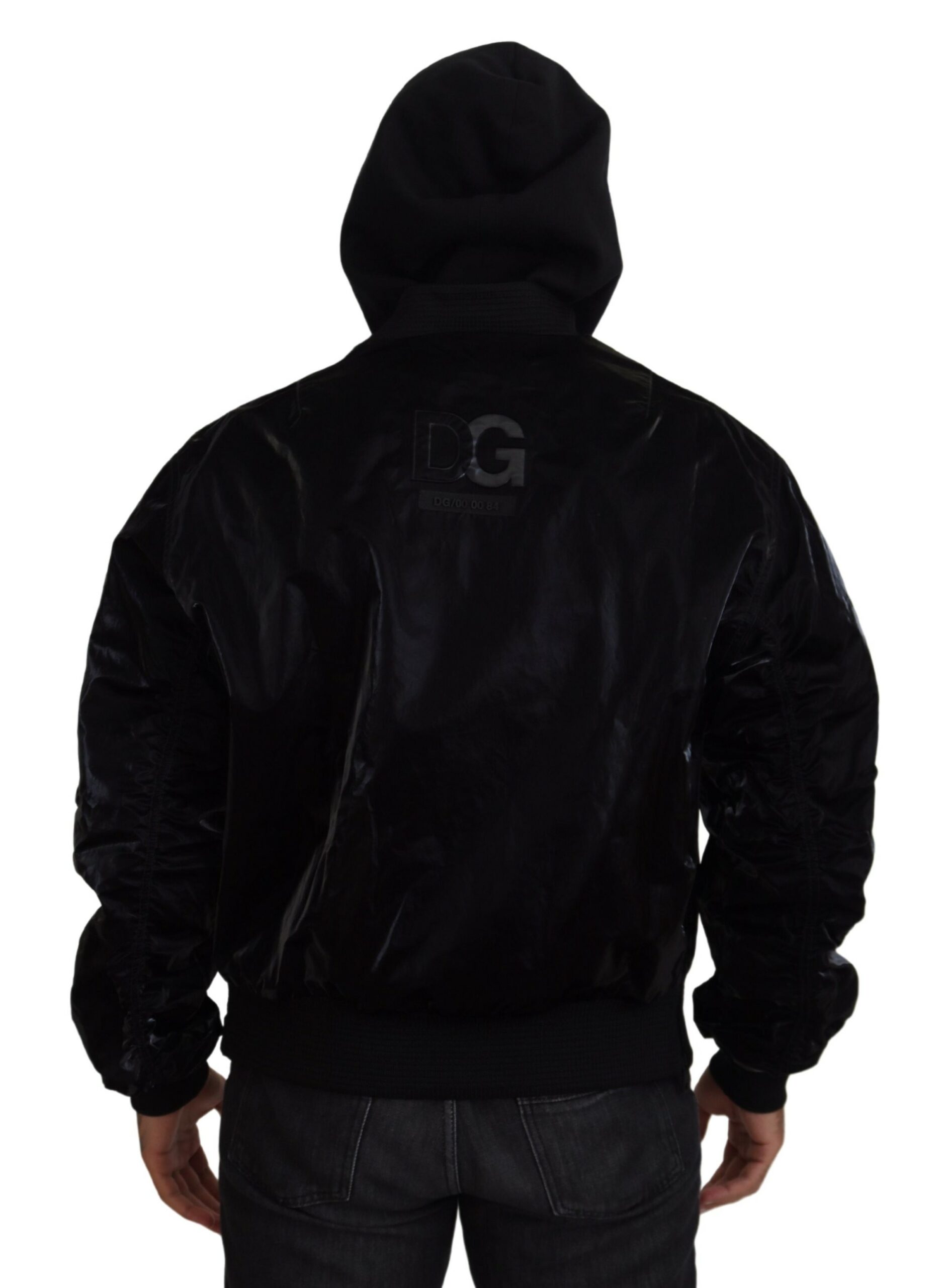 Dolce & Gabbana Black Nylon Hooded Full Zip Bomber Jacket - Image 3