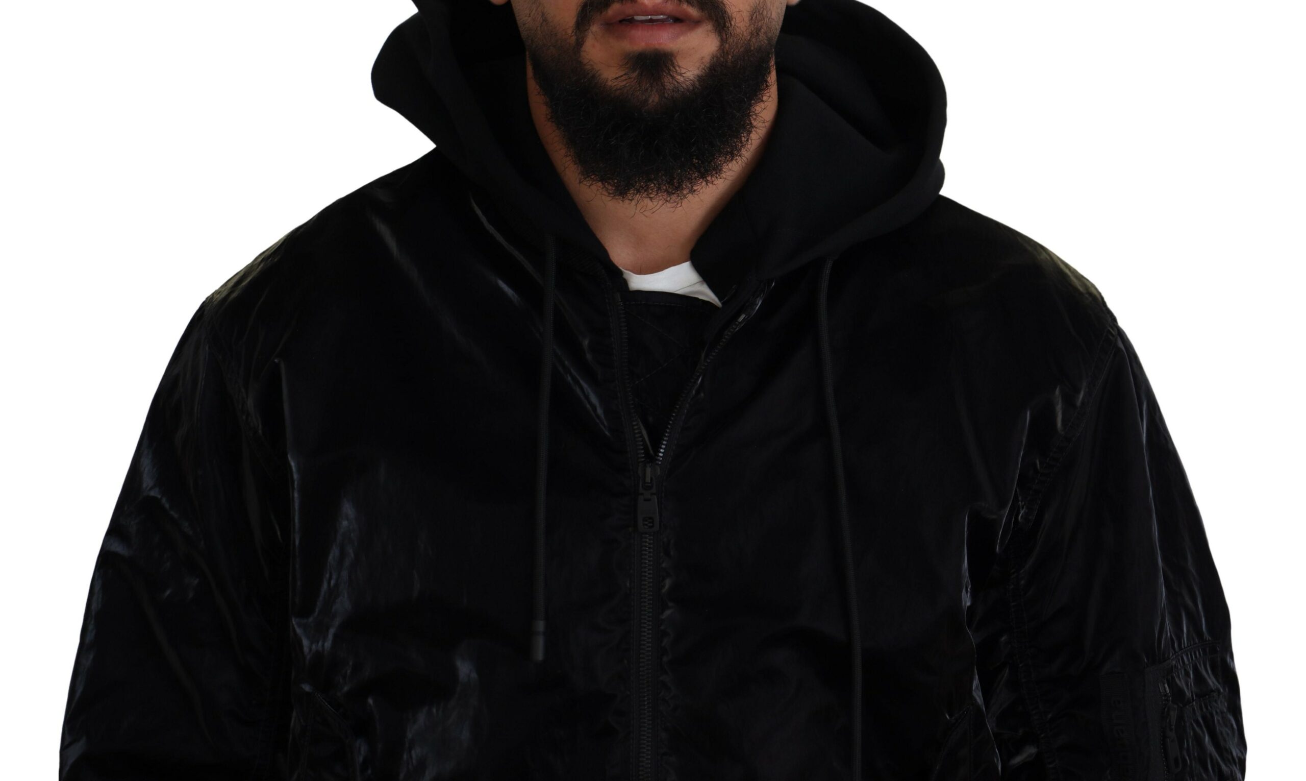 Dolce & Gabbana Black Nylon Hooded Full Zip Bomber Jacket - Image 4