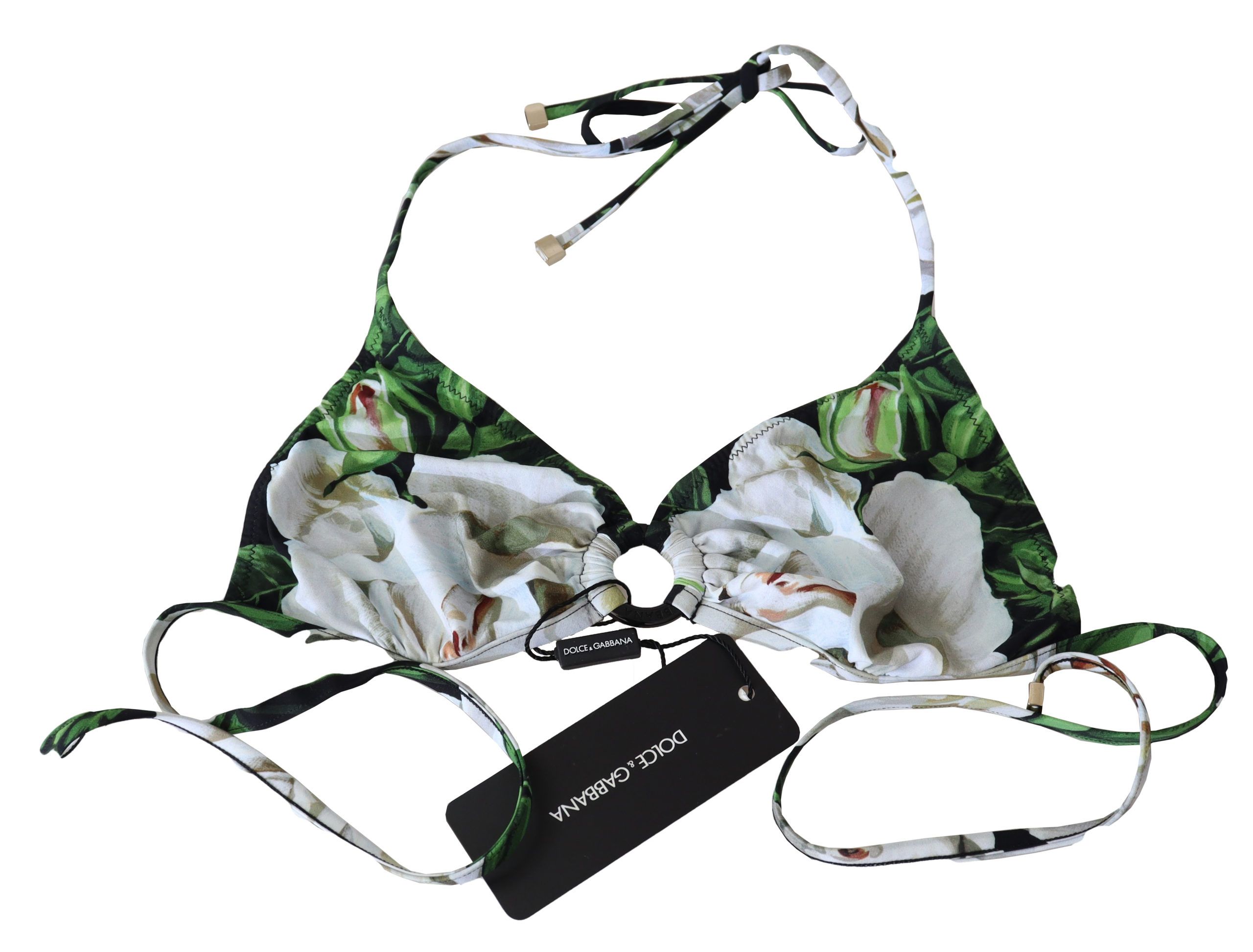 Dolce & Gabbana Multicolor Floral Print Halter Swimwear Bikini Top - Image 4