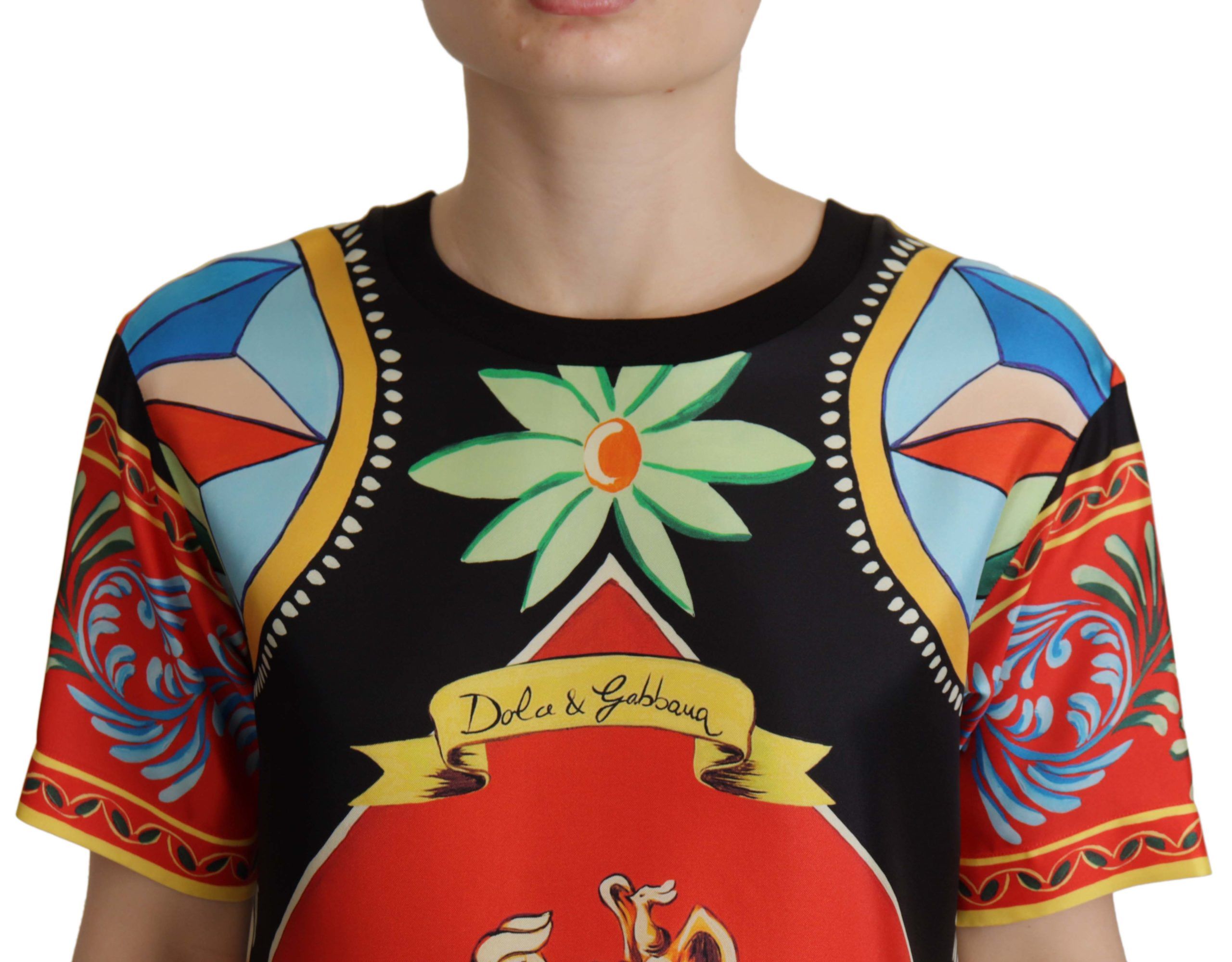 Dolce & Gabbana Multicolor Soldier Carretto Silk Top T-shirt - Image 2