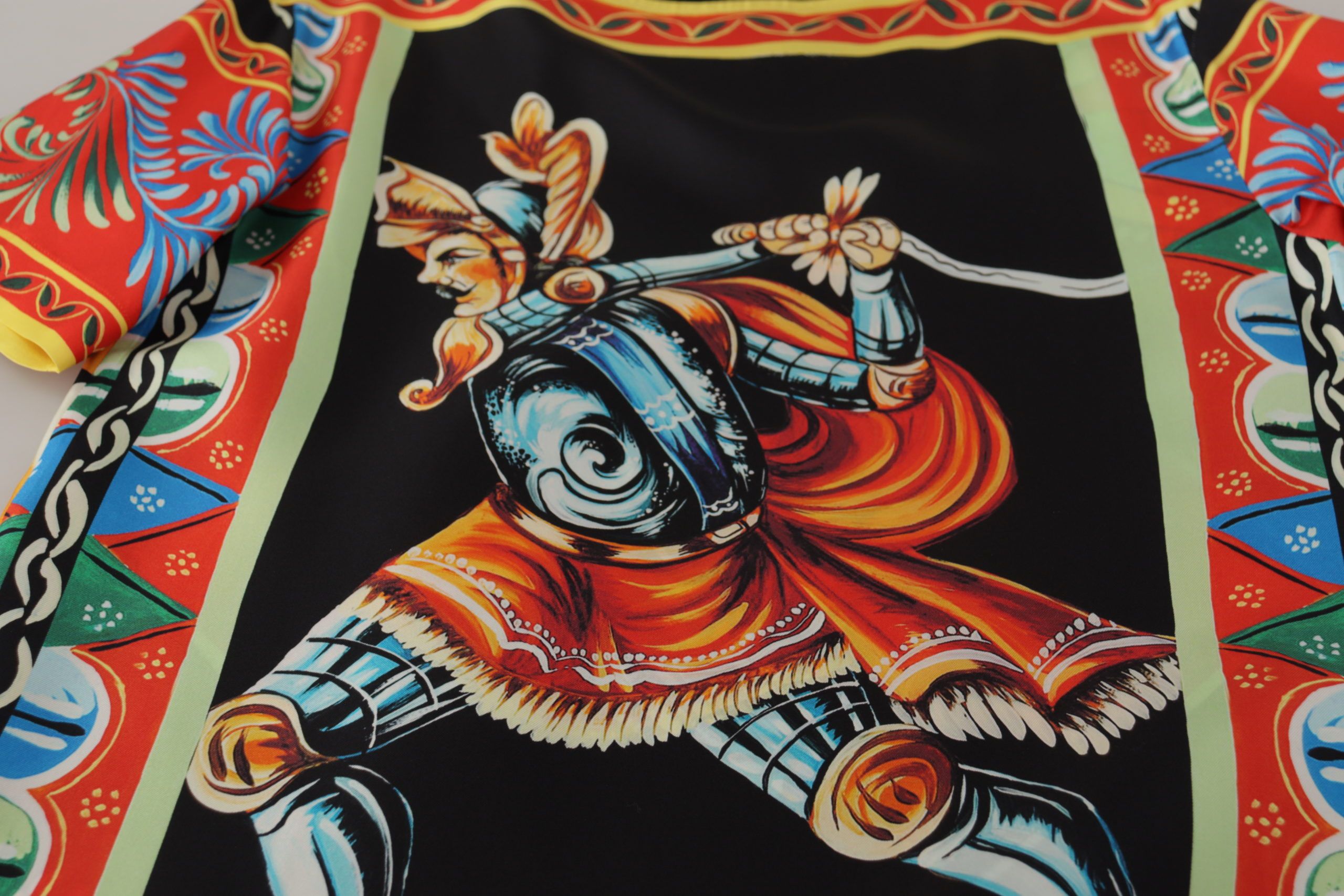 Dolce & Gabbana Multicolor Soldier Carretto Silk Top T-shirt - Image 5