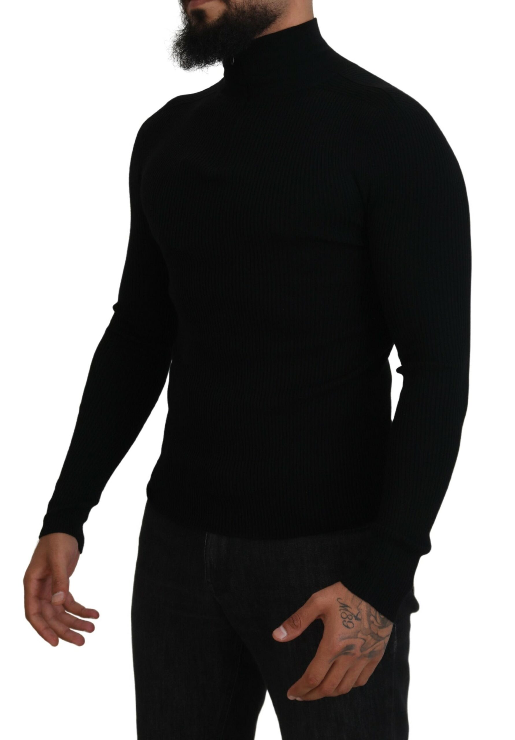 Dolce & Gabbana Black Half Zip Turtleneck Pullover Sweater - Image 2