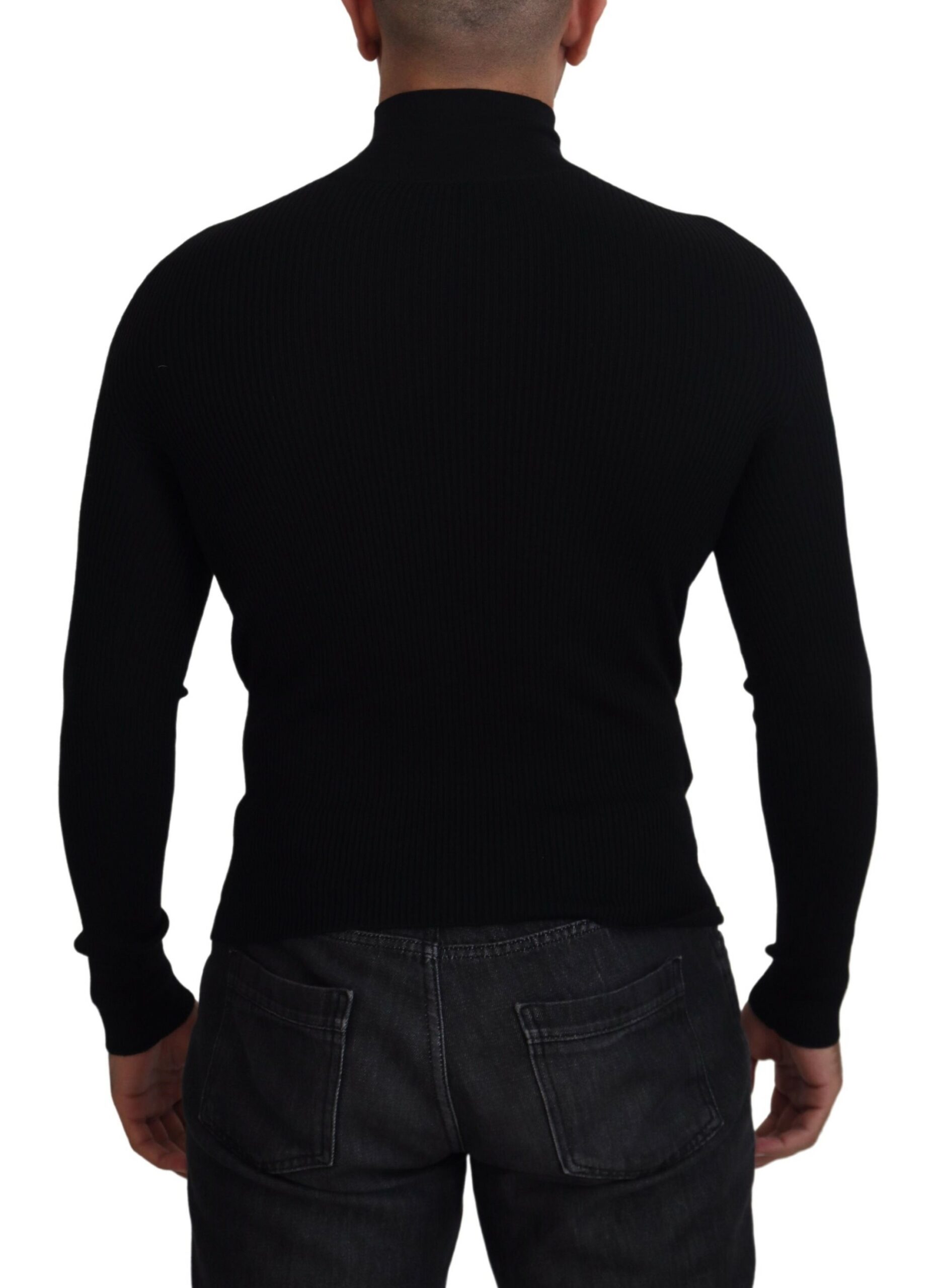 Dolce & Gabbana Black Half Zip Turtleneck Pullover Sweater - Image 3