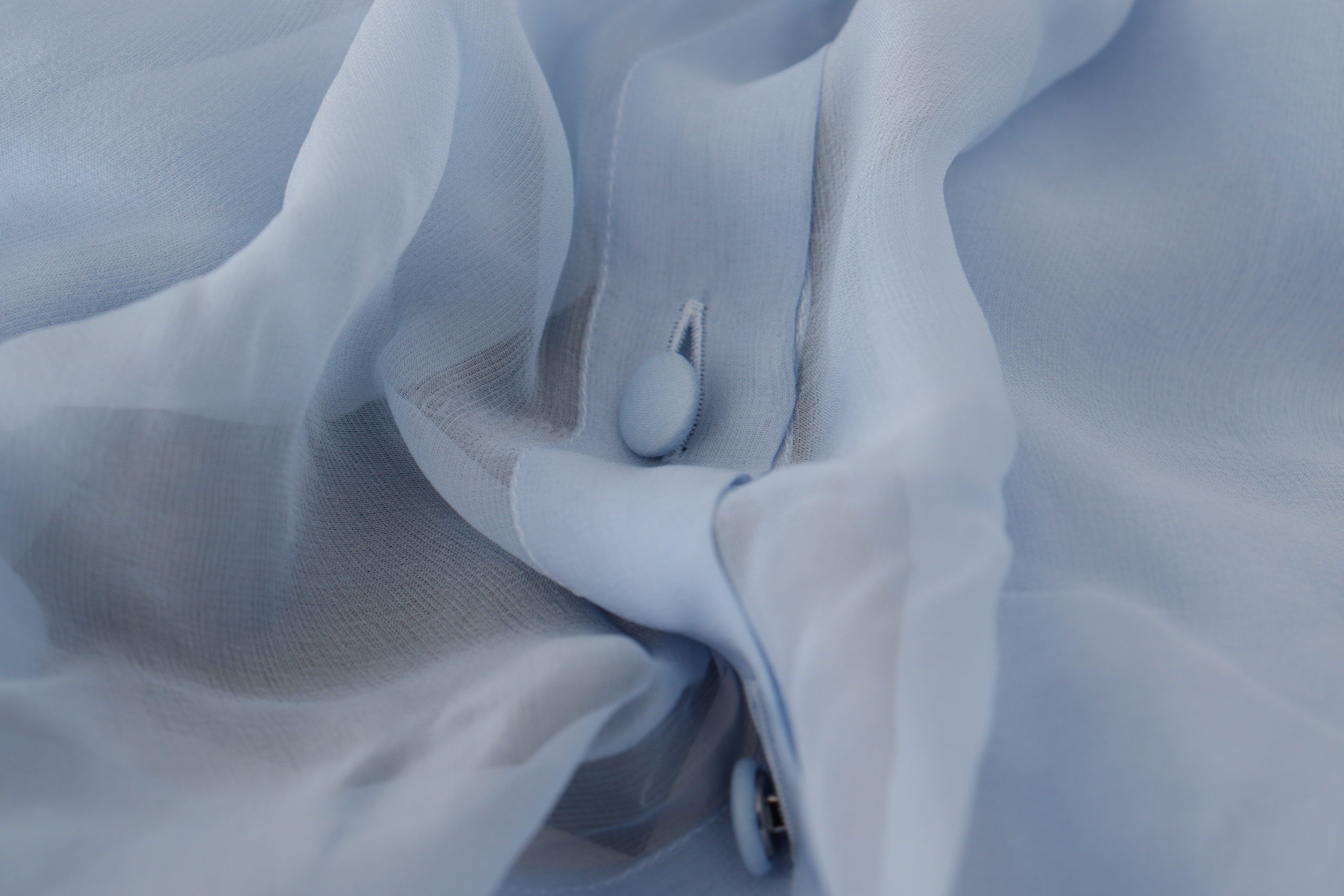 Dolce & Gabbana Light Blue Silk Ascot Collar Long Sleeves Top - Image 5