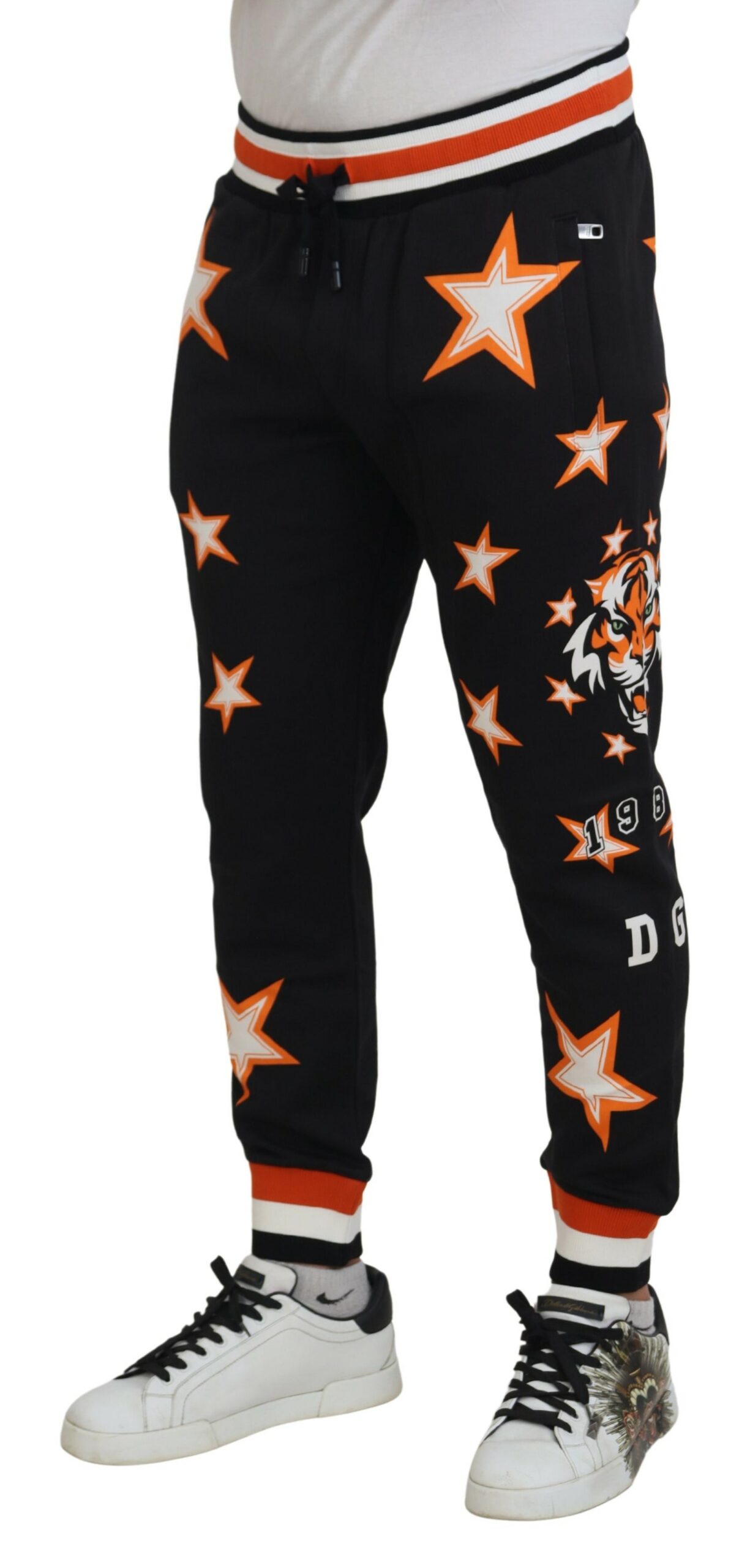 Dolce & Gabbana Black Orange Star Trousers Sport Pants - Image 6