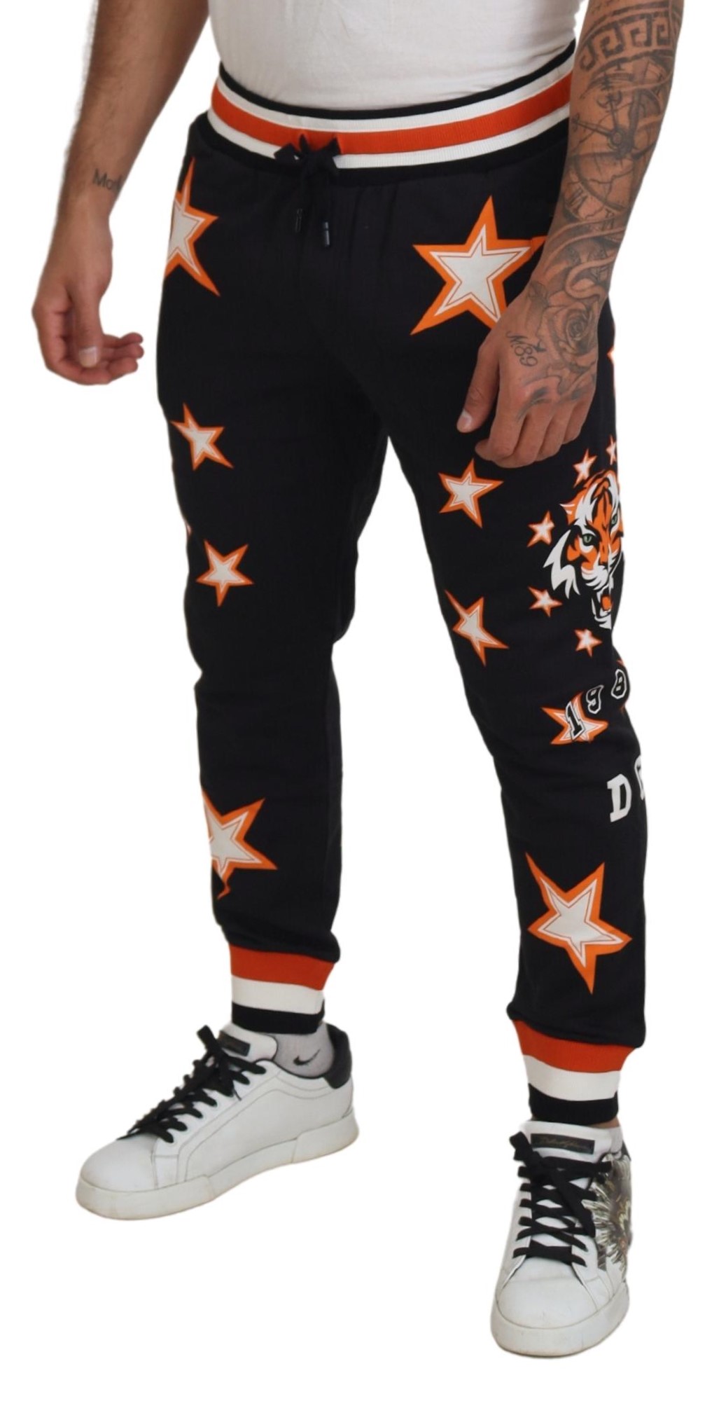 Dolce & Gabbana Black Orange Star Trousers Sport Pants - Image 2
