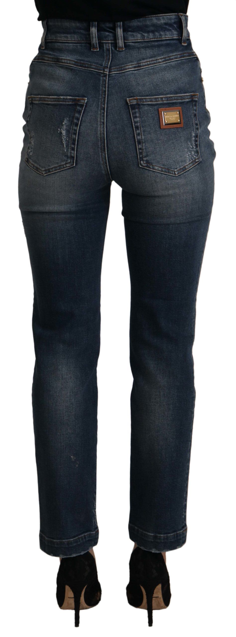 Dolce & Gabbana Blue Denim Crystal Embellished Pants Jeans - Image 2