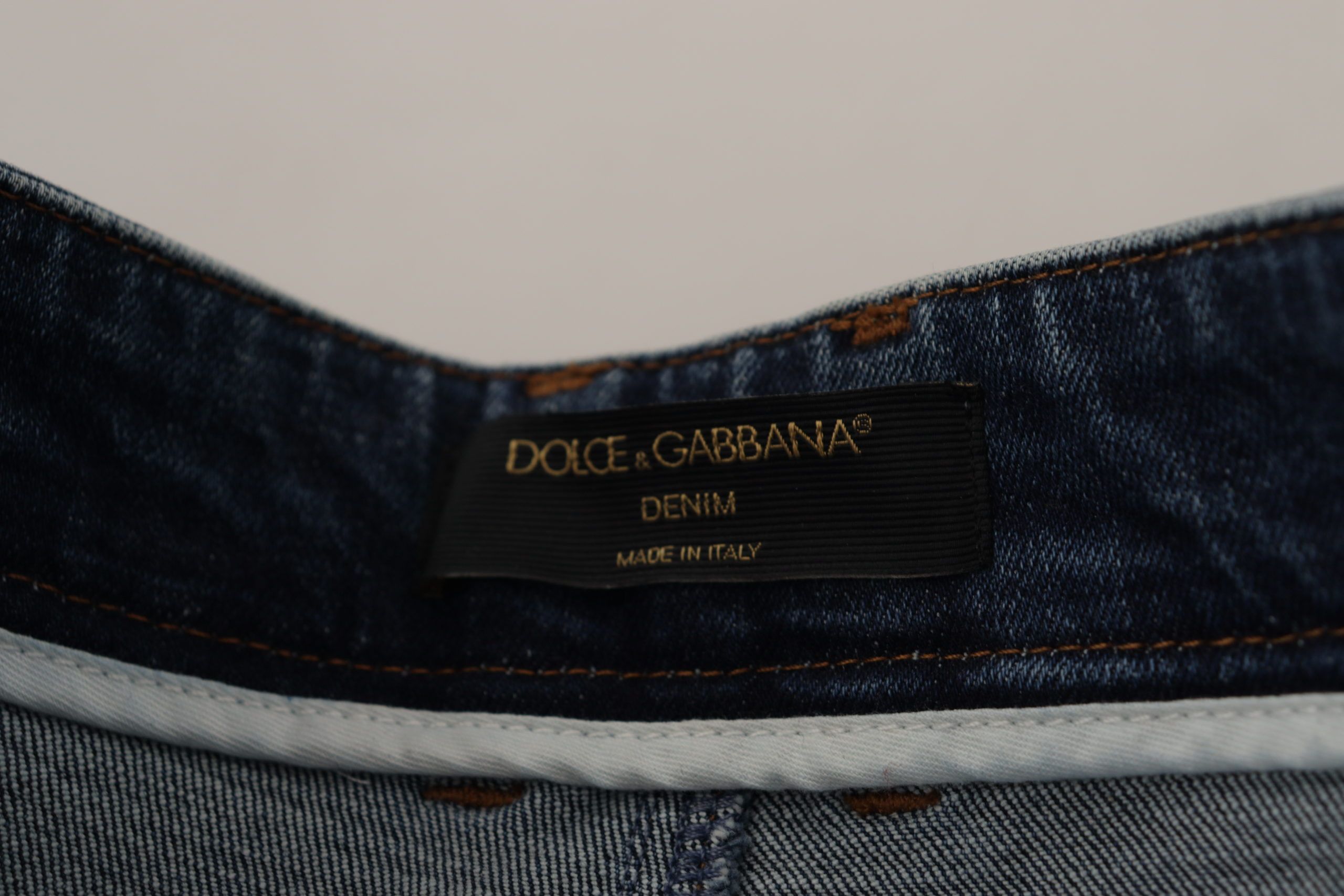 Dolce & Gabbana Blue Denim Crystal Embellished Pants Jeans - Image 8