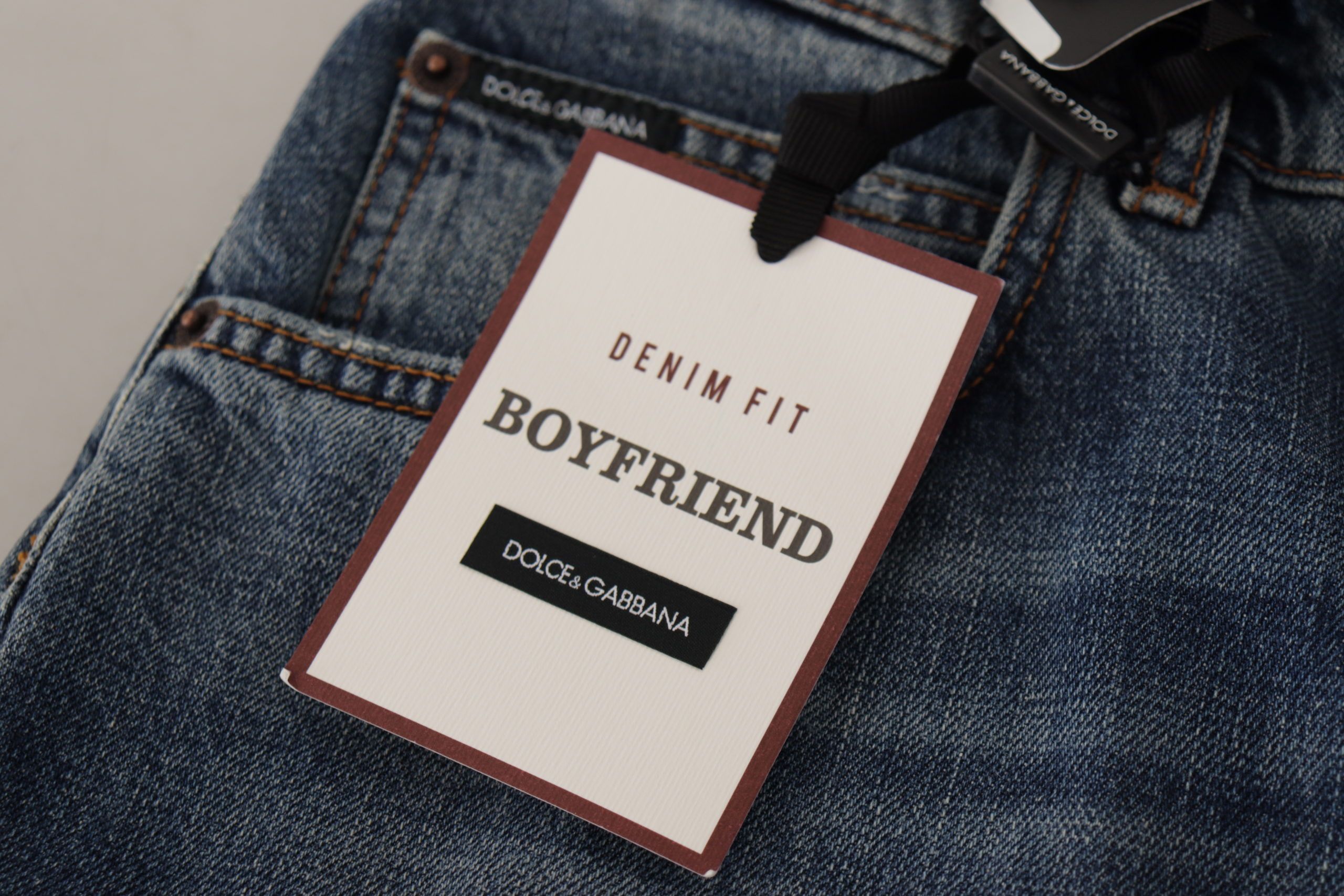 Dolce & Gabbana Blue Denim Baroque Heart Logo Patch Pants Jeans - Image 7