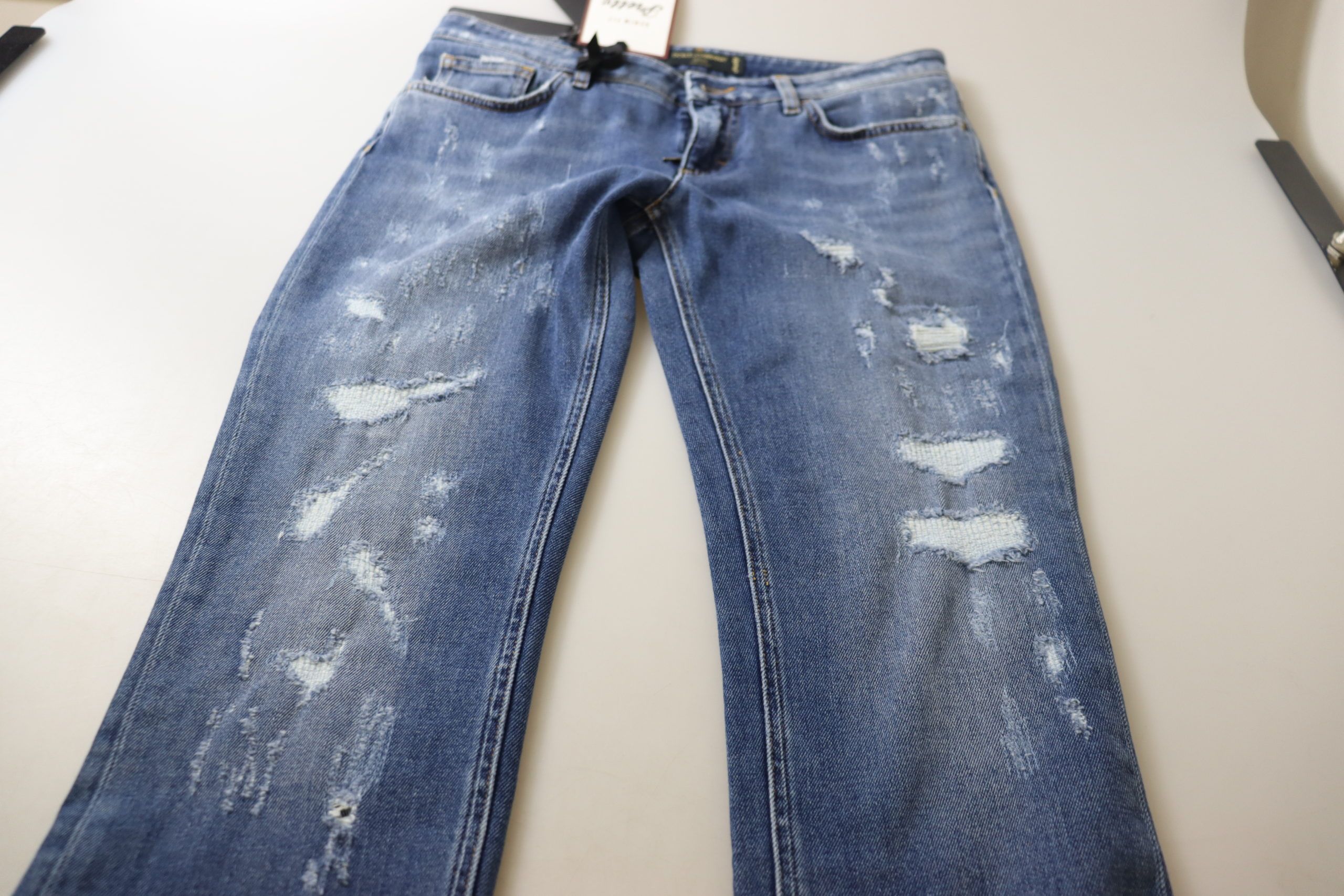 Dolce & Gabbana Blue Washed Cotton Skinny Low Waist Denim Jeans - Image 6