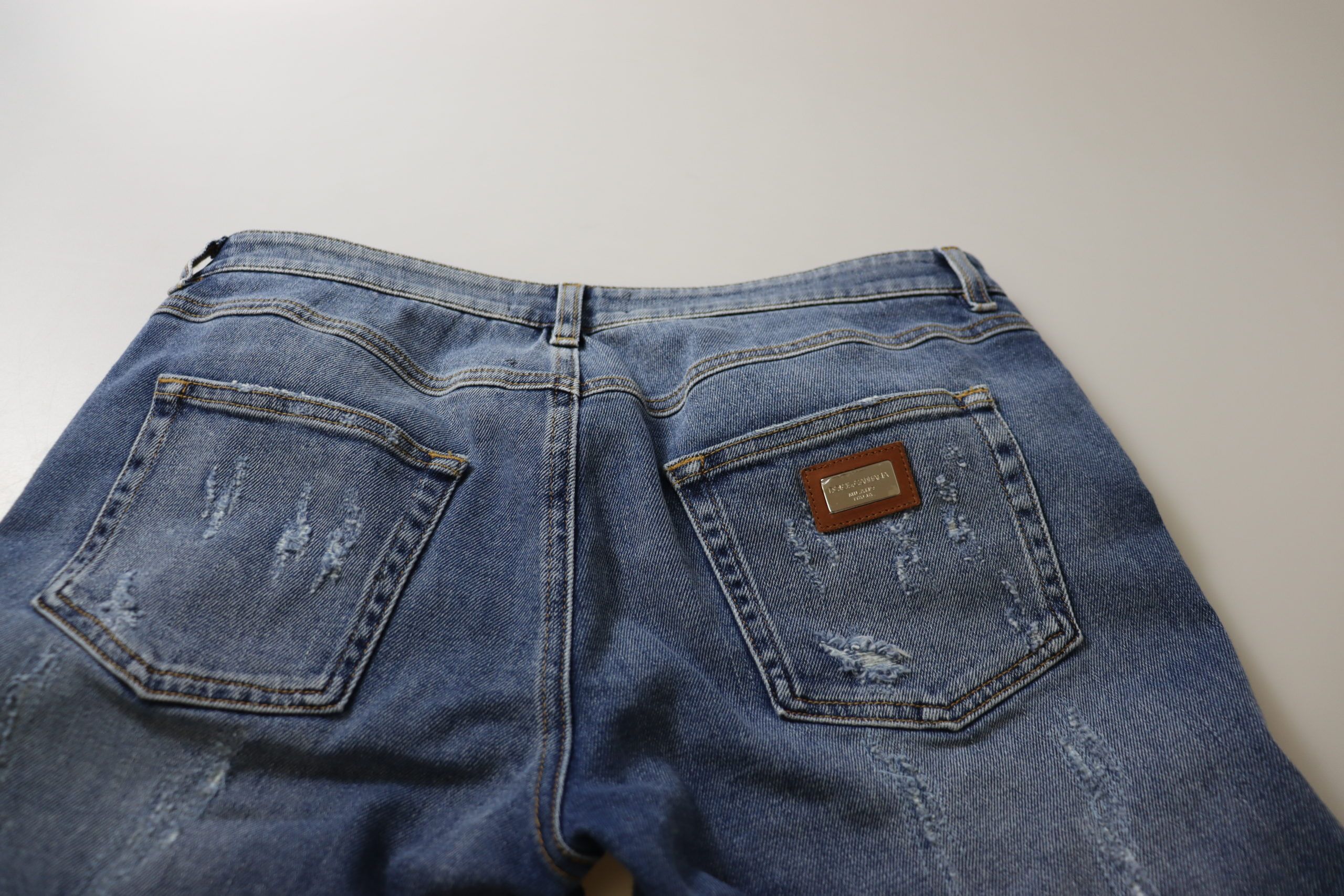Dolce & Gabbana Blue Washed Cotton Skinny Low Waist Denim Jeans - Image 4