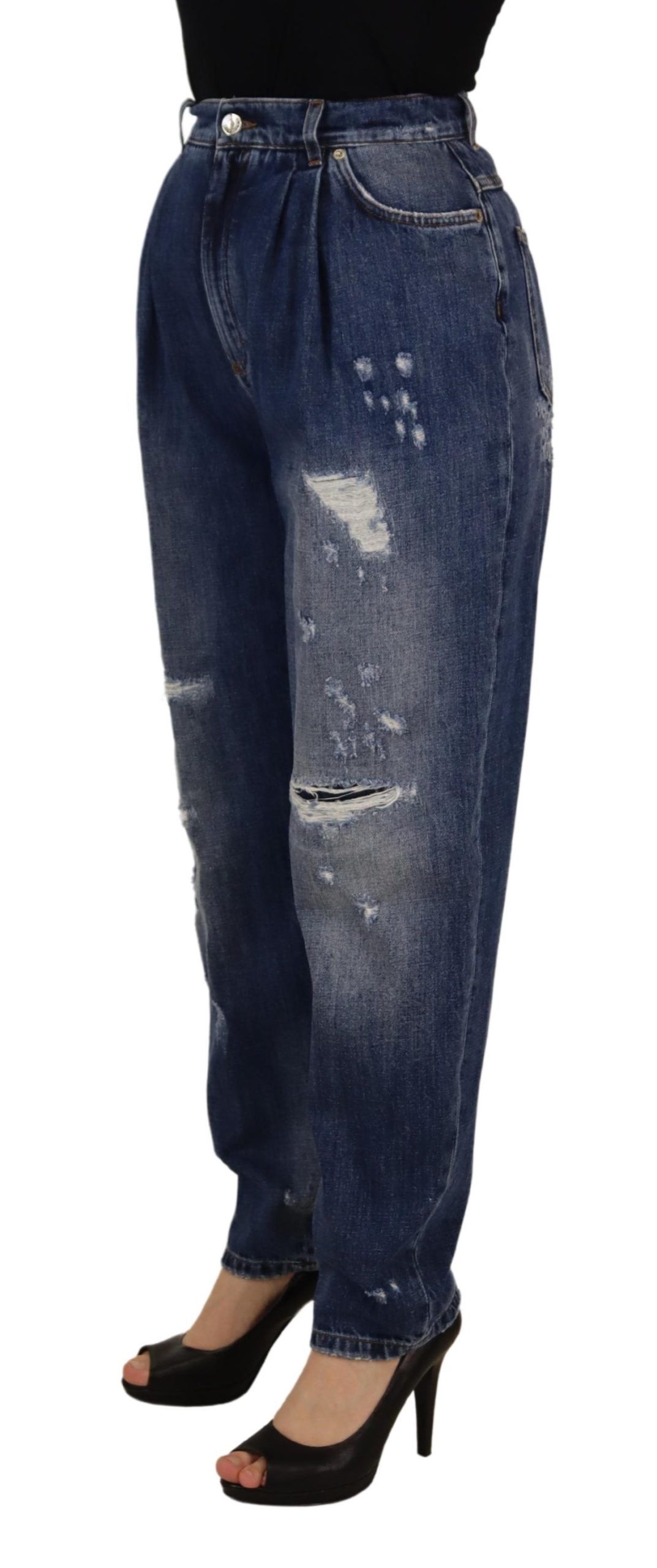 Dolce & Gabbana Blue Washed High Waist Loose Fit Pants - Image 3