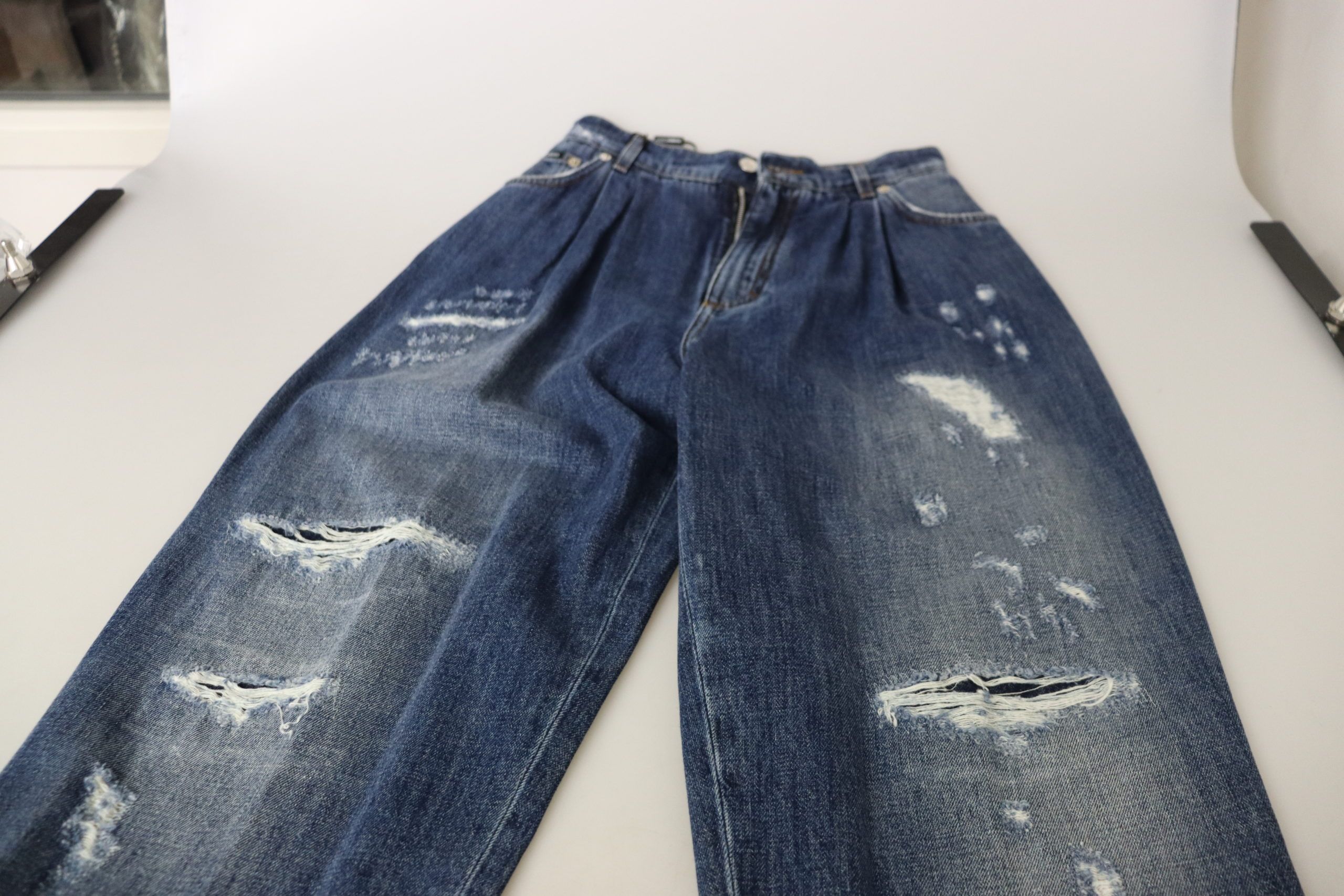 Dolce & Gabbana Blue Washed High Waist Loose Fit Pants - Image 6
