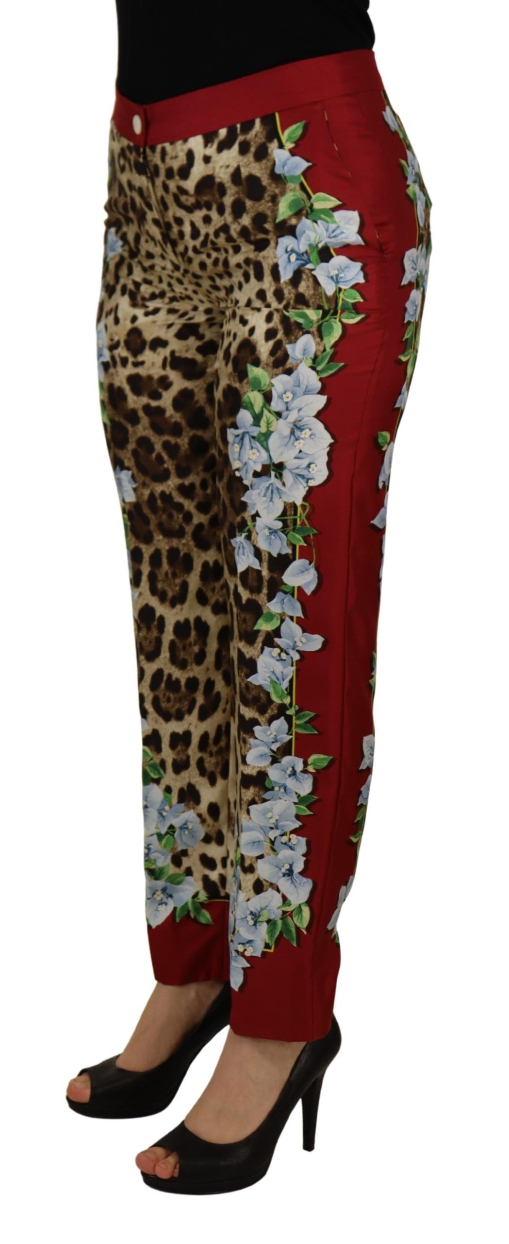 Dolce & Gabbana Multicolor Leopard Flora Printed Mid Waist Trouser Pants - Image 2