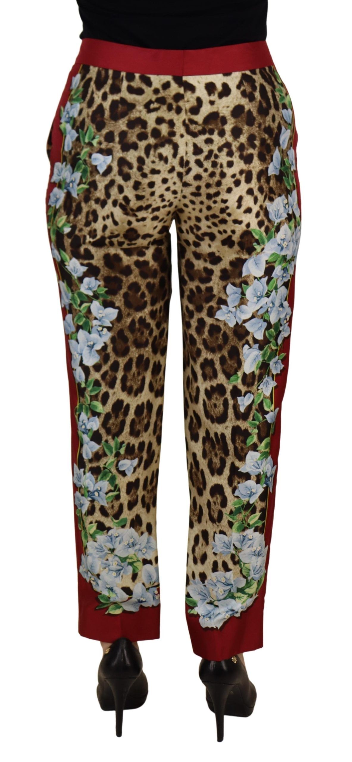 Dolce & Gabbana Multicolor Leopard Flora Printed Mid Waist Trouser Pants - Image 7