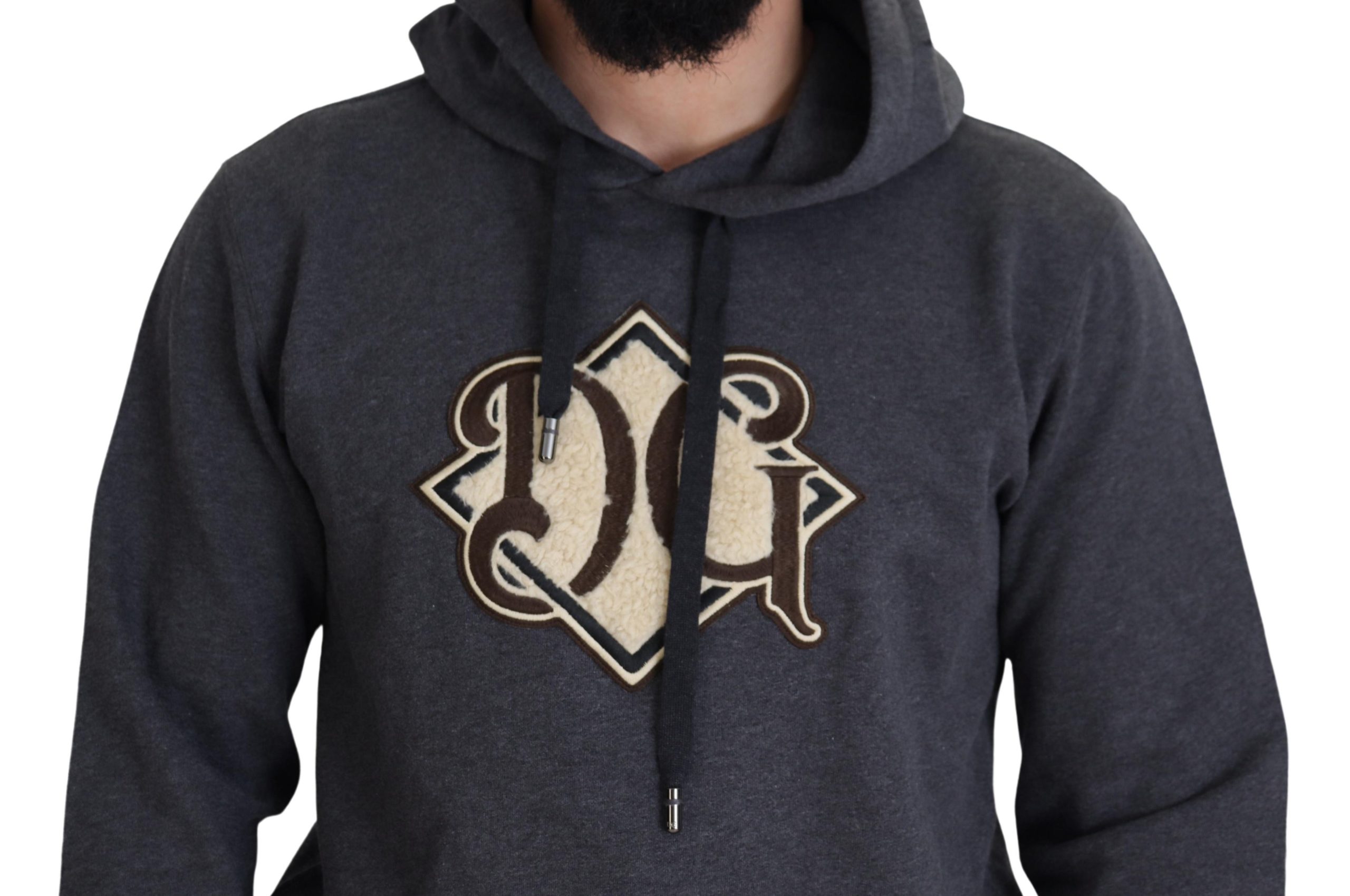 Dolce & Gabbana Gray Logo Cotton Hooded Sweatshirt Sweater - Image 4