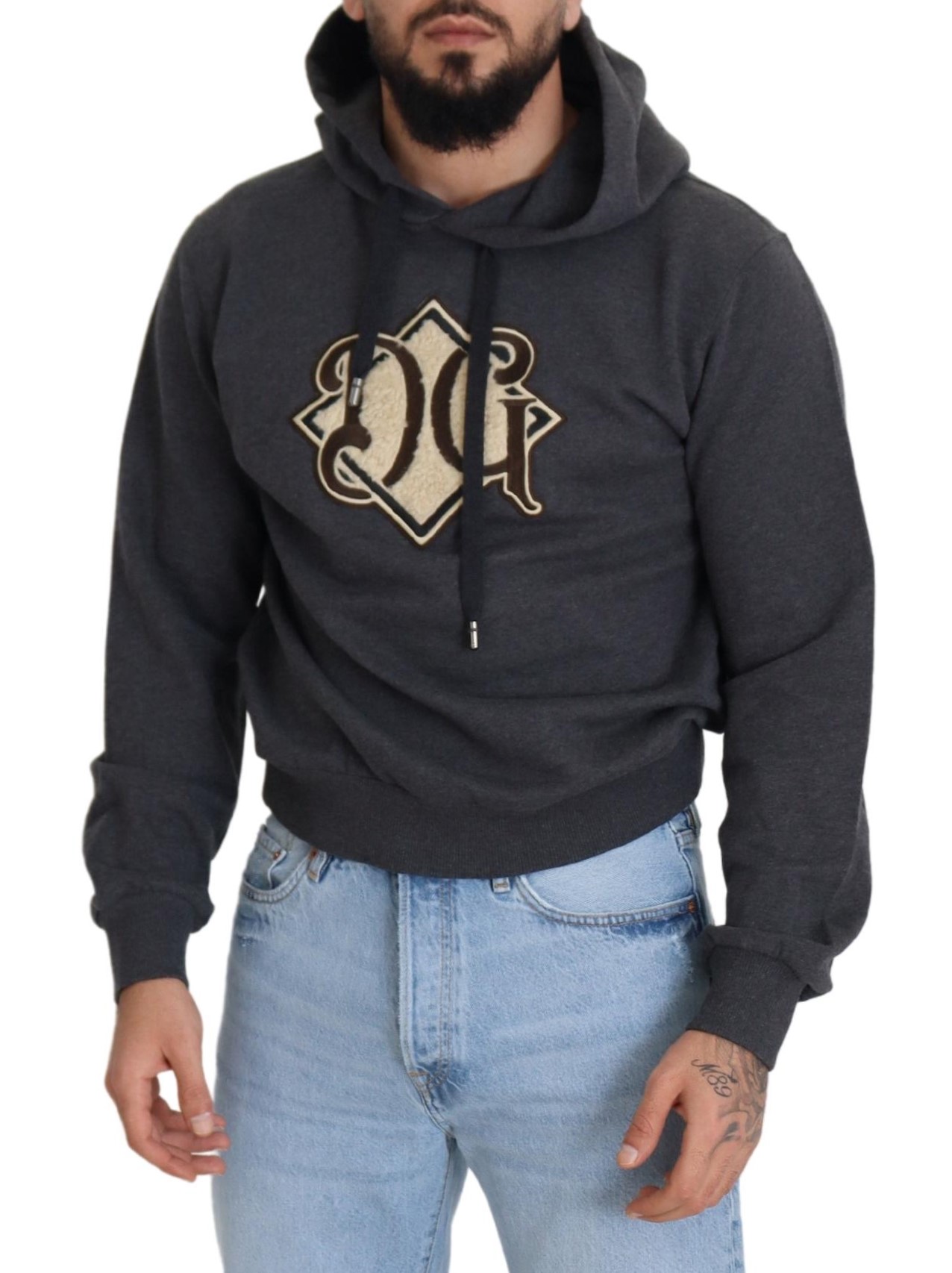 Dolce & Gabbana Gray Logo Cotton Hooded Sweatshirt Sweater - Image 5