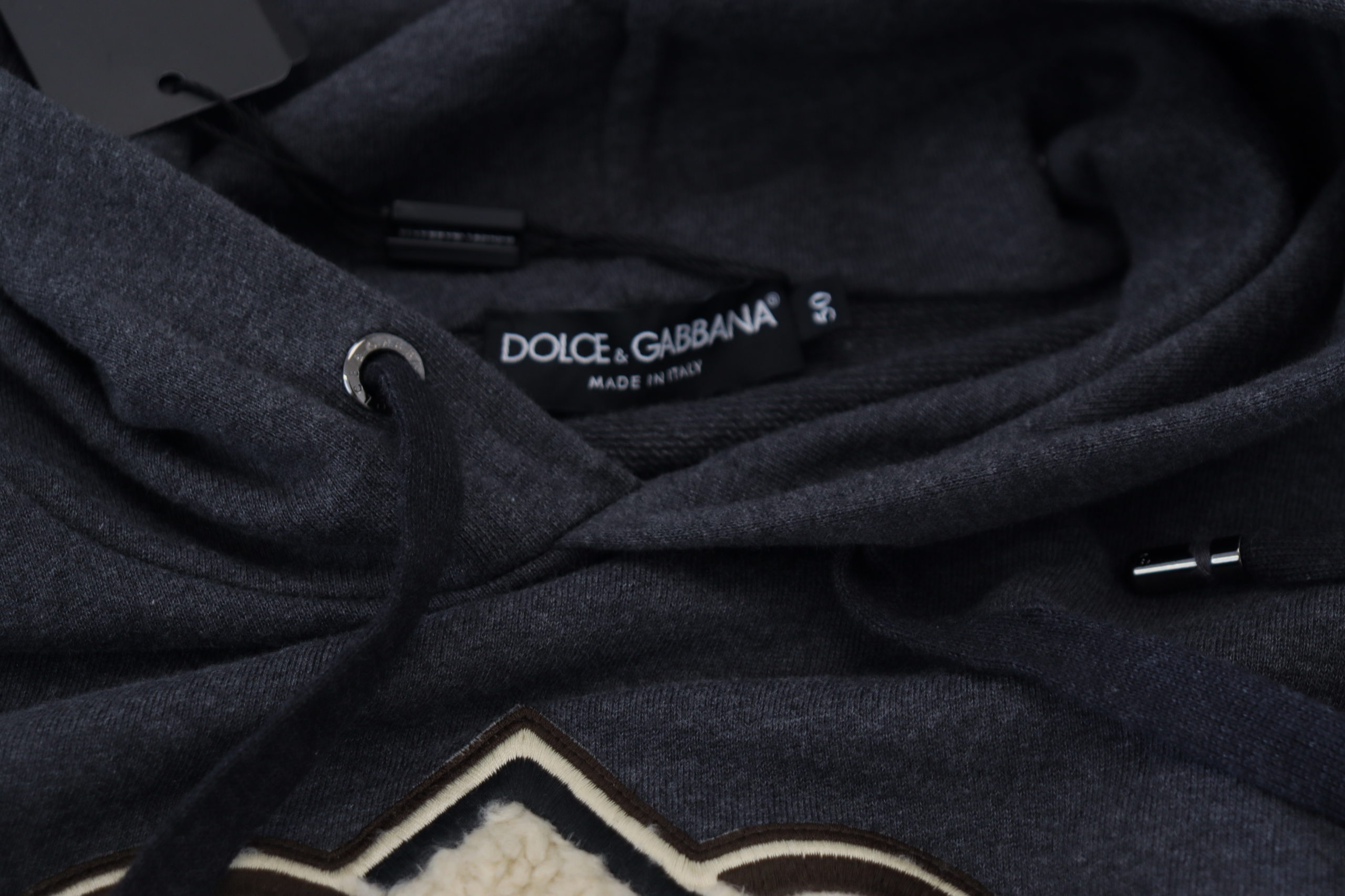 Dolce & Gabbana Gray Logo Cotton Hooded Sweatshirt Sweater - Image 7