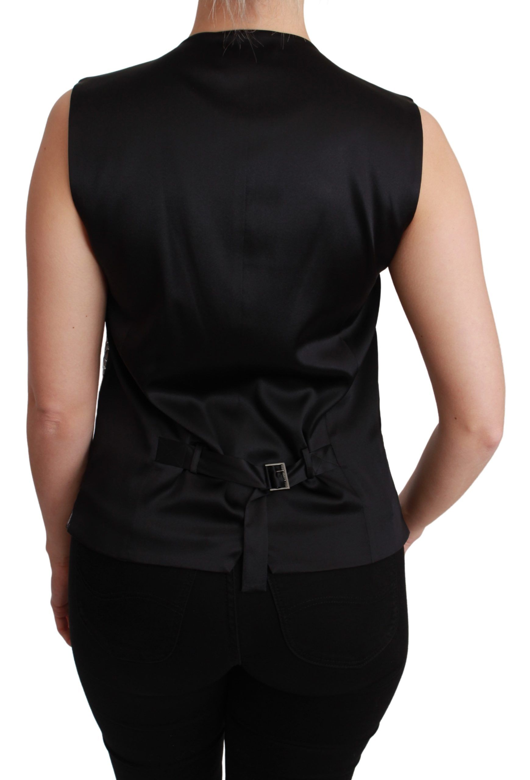 Dolce & Gabbana Silver Brocade Sleeveless Metallic Top - Image 4