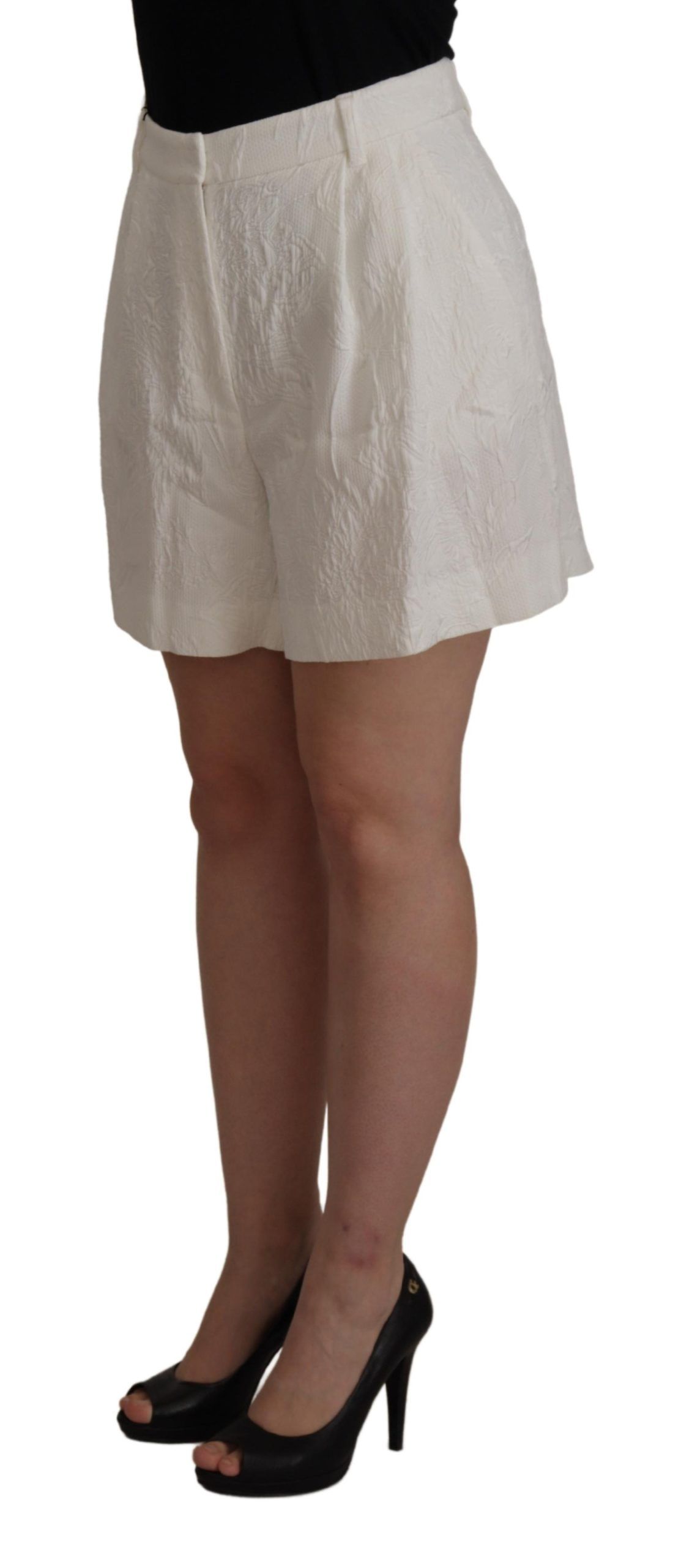 Dolce & Gabbana White High Waist Culotte Cotton Shorts - Image 2