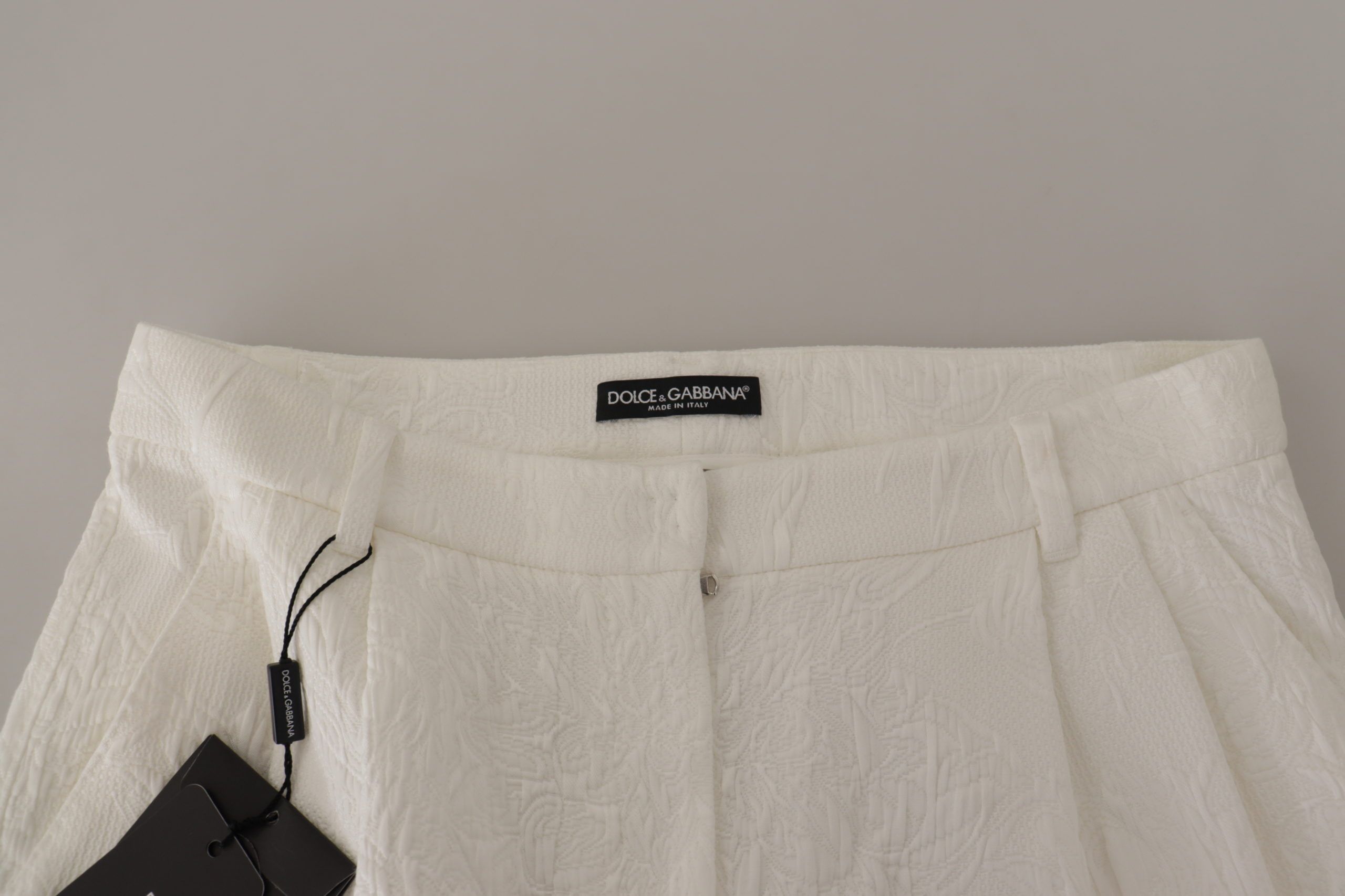 Dolce & Gabbana White High Waist Culotte Cotton Shorts - Image 4