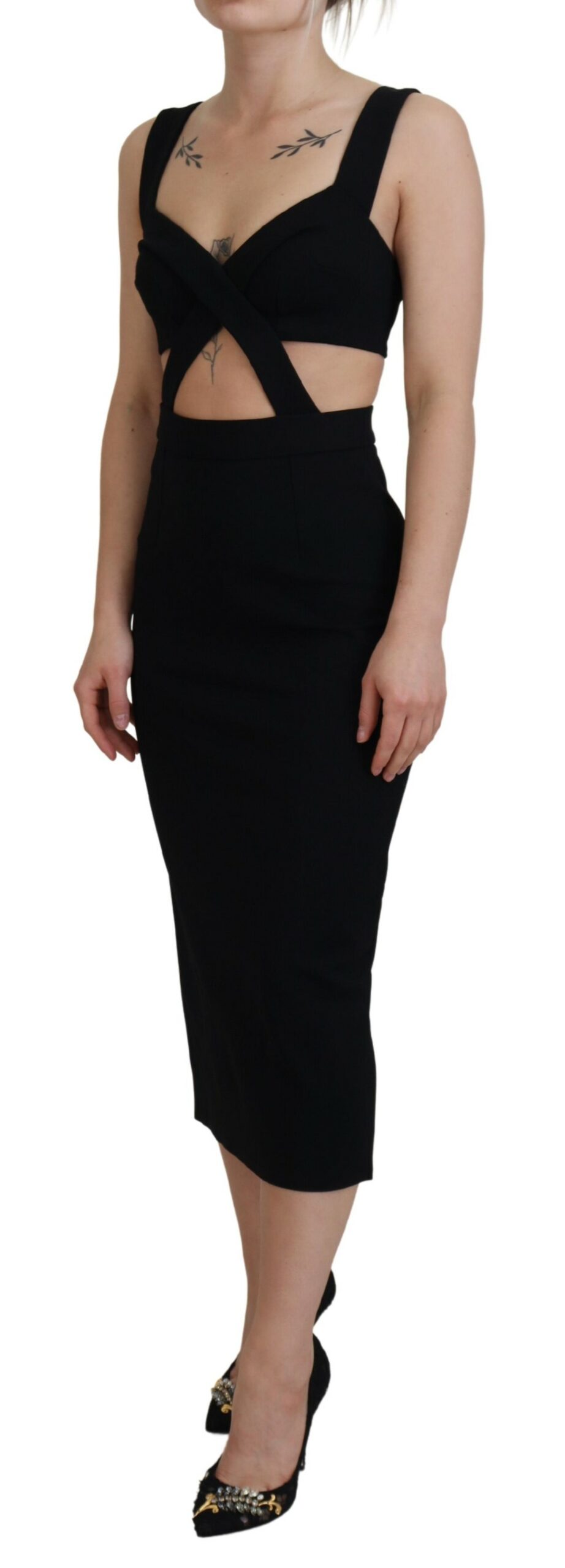 Dolce & Gabbana Black Viscose Bodycon Sheath Midi Dress - Image 2