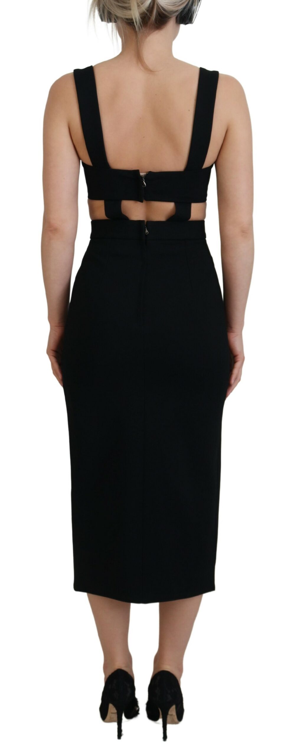 Dolce & Gabbana Black Viscose Bodycon Sheath Midi Dress - Image 3