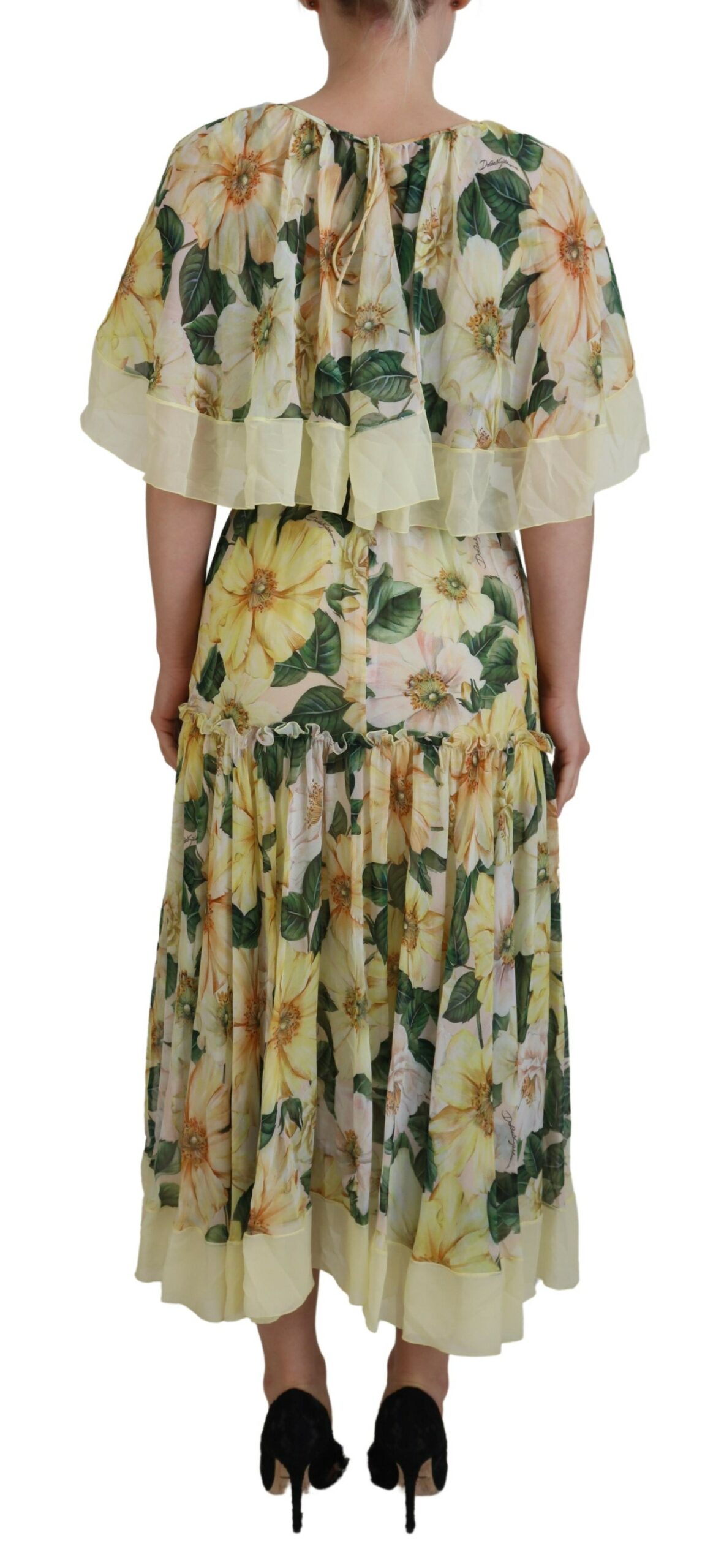Dolce & Gabbana Multicolor Silk Floral Print Long Maxi Dress - Image 3