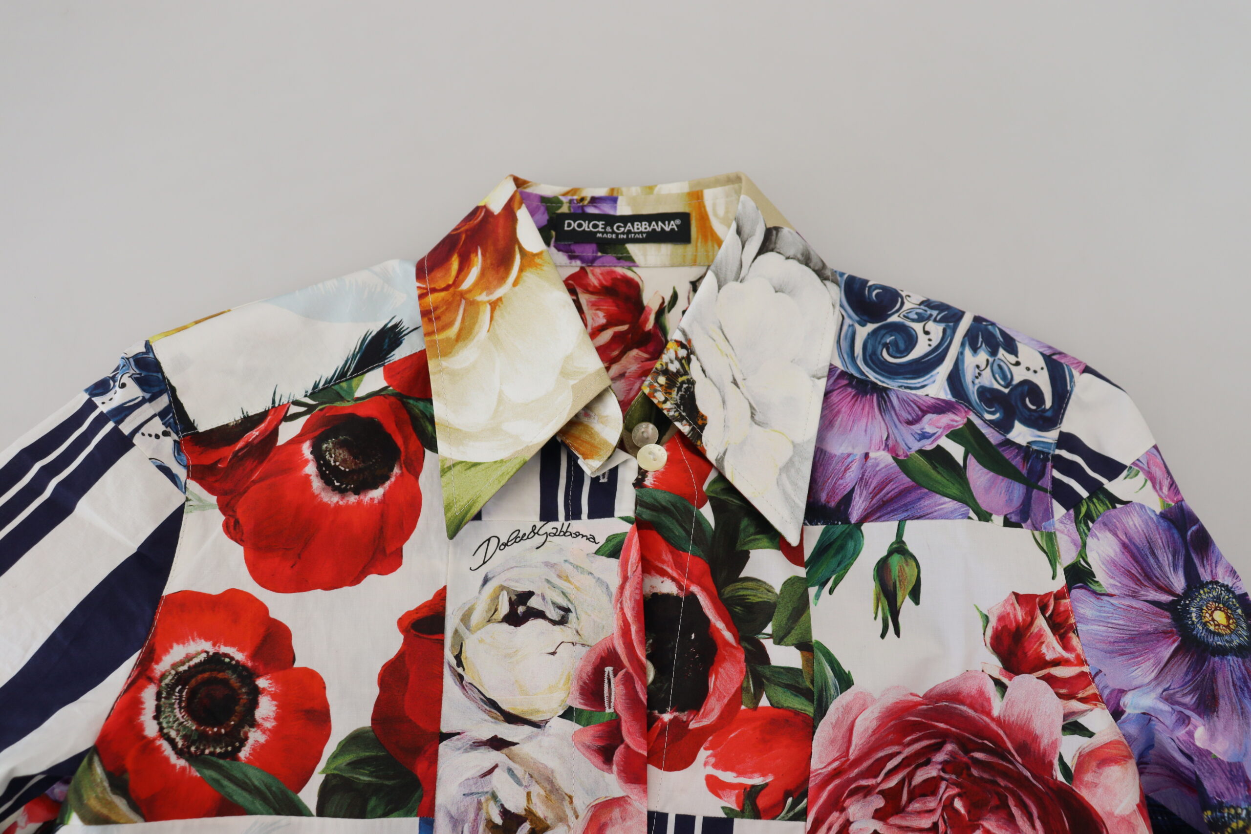 Dolce & Gabbana Multicolor Floral Cotton Collared Blouse Top - Image 5