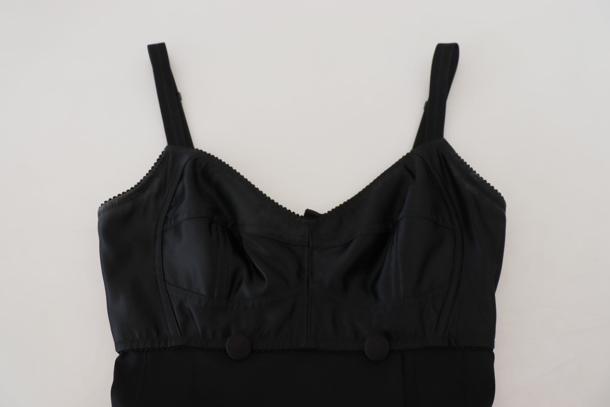Dolce & Gabbana Black Fit Wool Stretch Sheath Mini Dress - Image 5