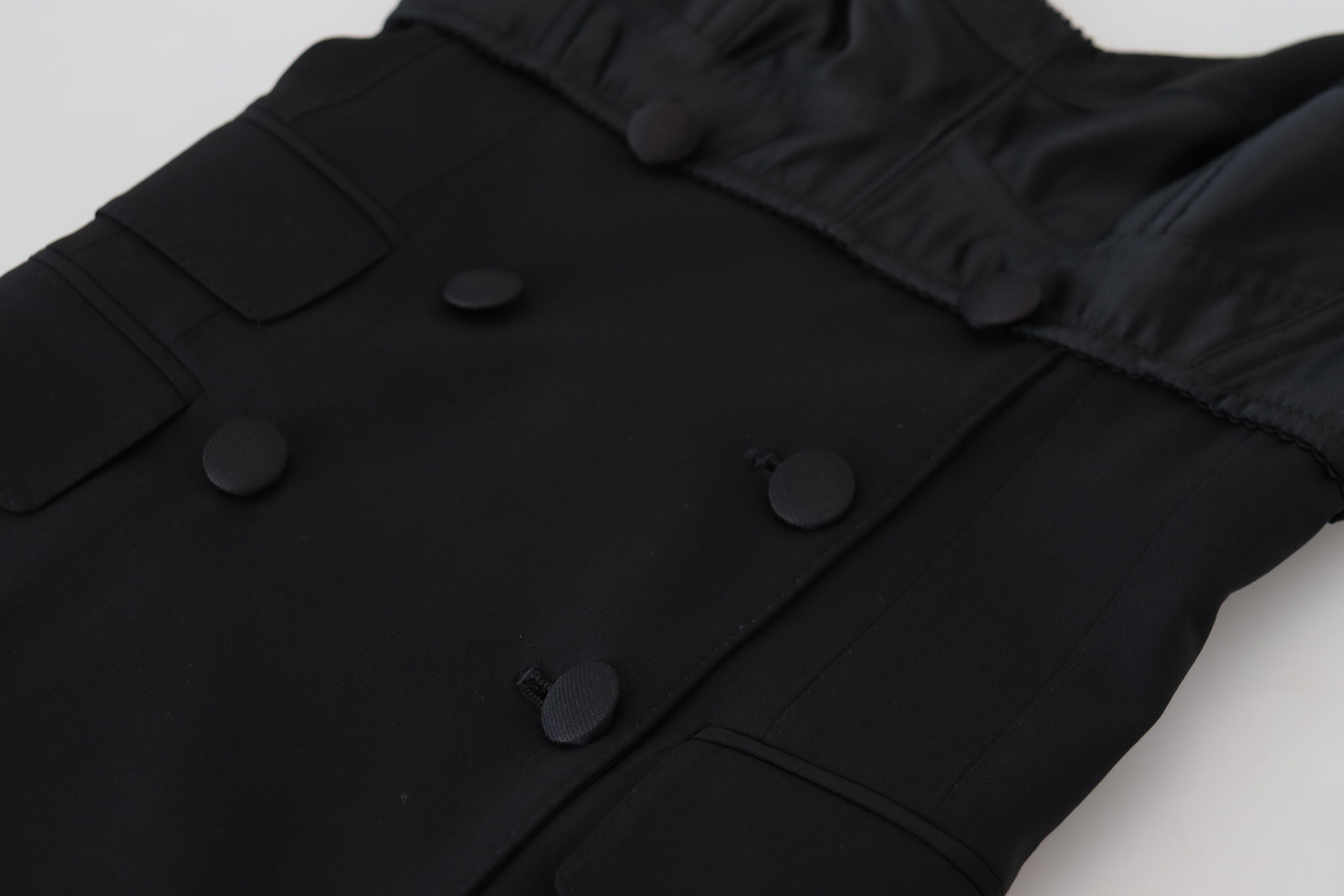 Dolce & Gabbana Black Fit Wool Stretch Sheath Mini Dress - Image 6