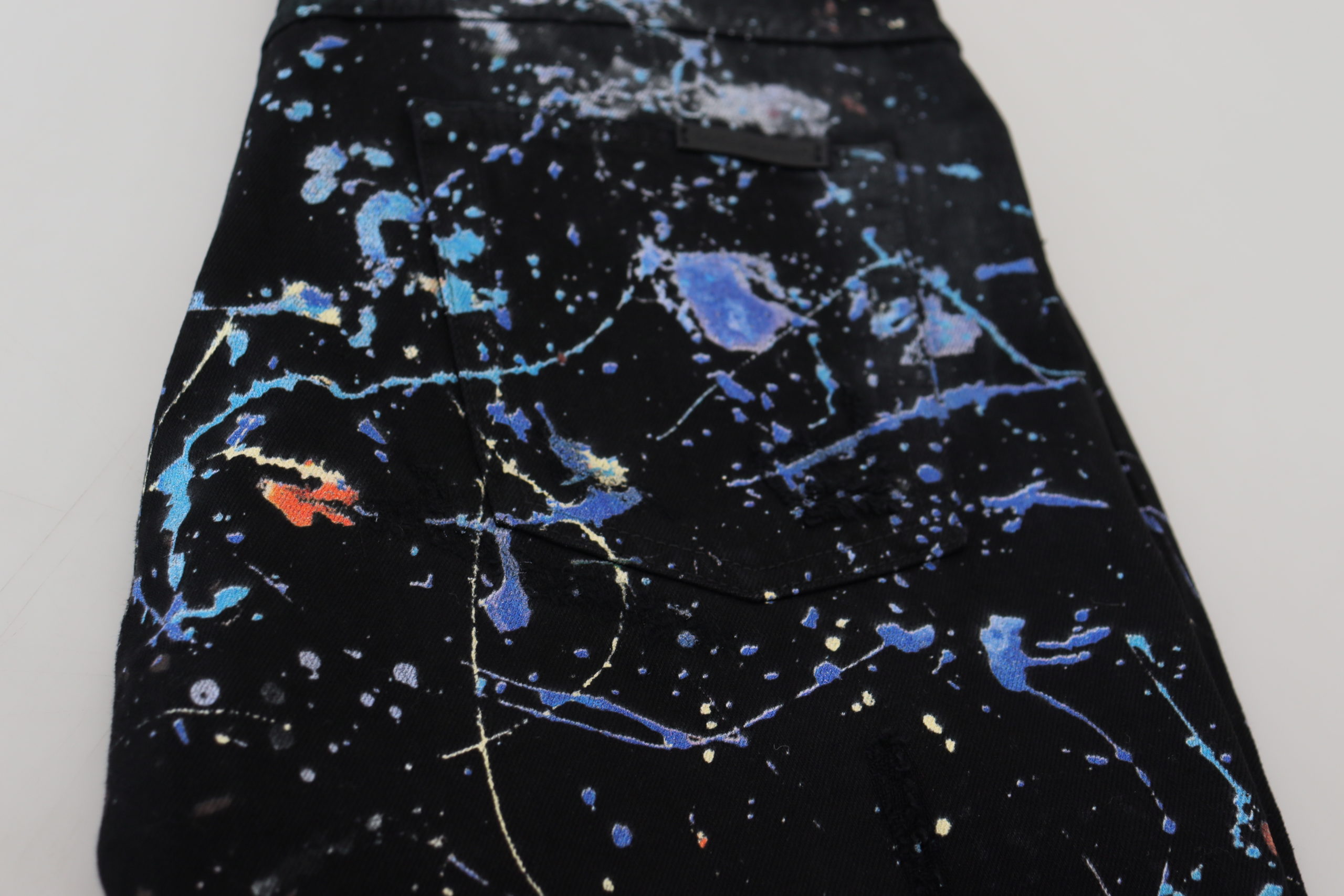 Dolce & Gabbana Black Cotton Color Splash Print Denim Jeans - Image 7