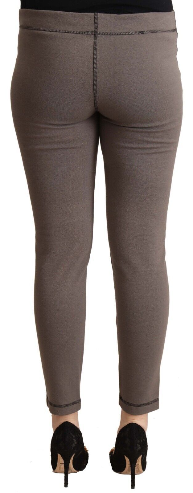 John Galliano Gray Cotton Mid Waist Stretch Leggings Cropped Pants - Image 3