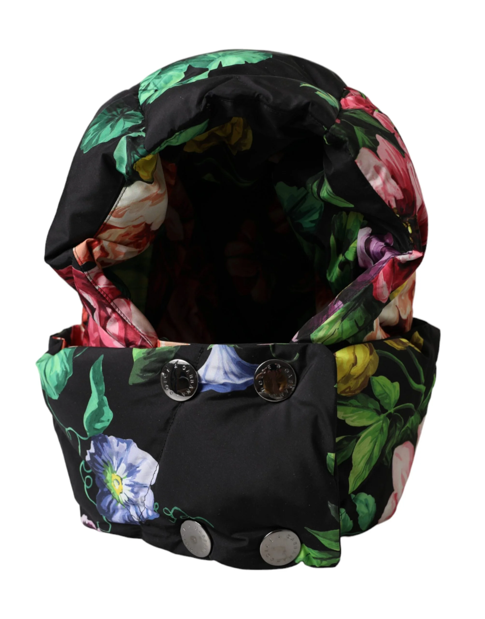 Dolce & Gabbana Black Floral Print Whole Head Wrap Hat - Image 2