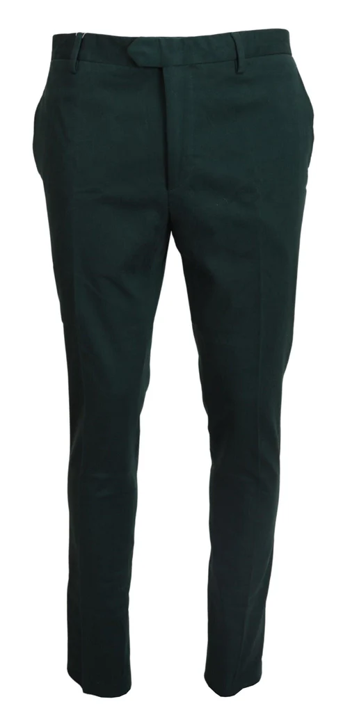 BENCIVENGA Dark Green Cotton Skinny Men Pants - Image 5