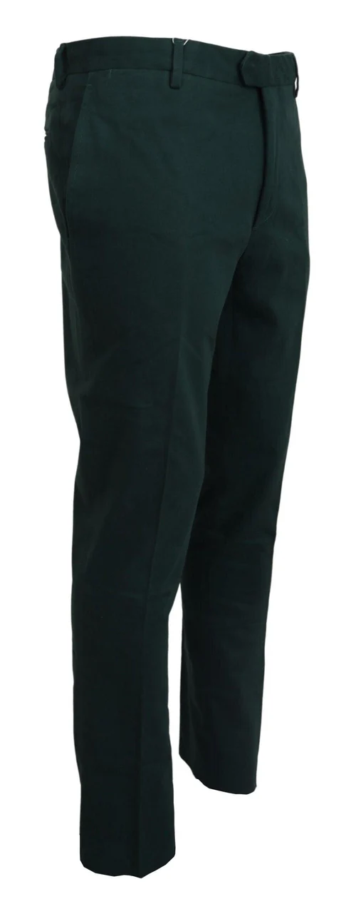 BENCIVENGA Dark Green Cotton Skinny Men Pants - Image 4