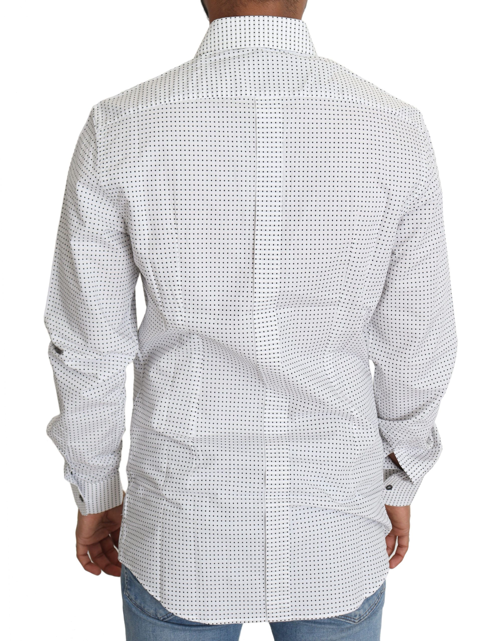 Dolce & Gabbana Black White Polka Dots Dress Shirt - Image 2