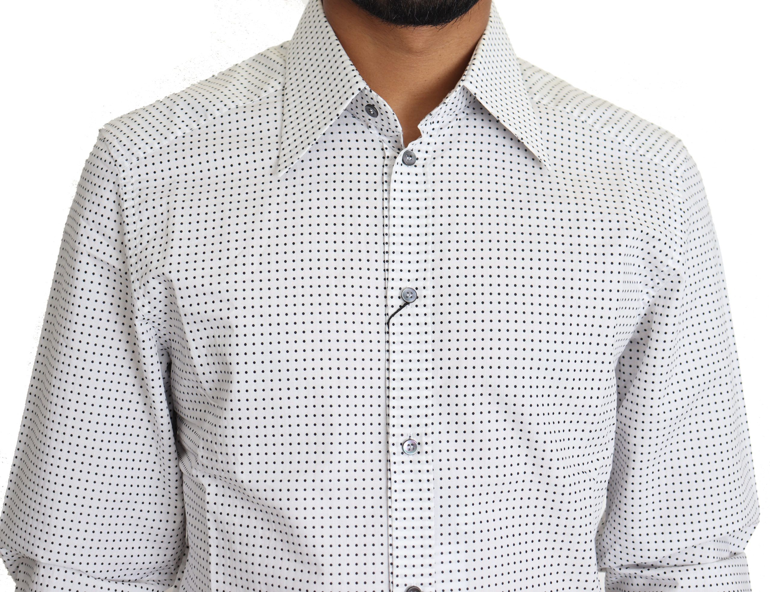 Dolce & Gabbana Black White Polka Dots Dress Shirt - Image 3