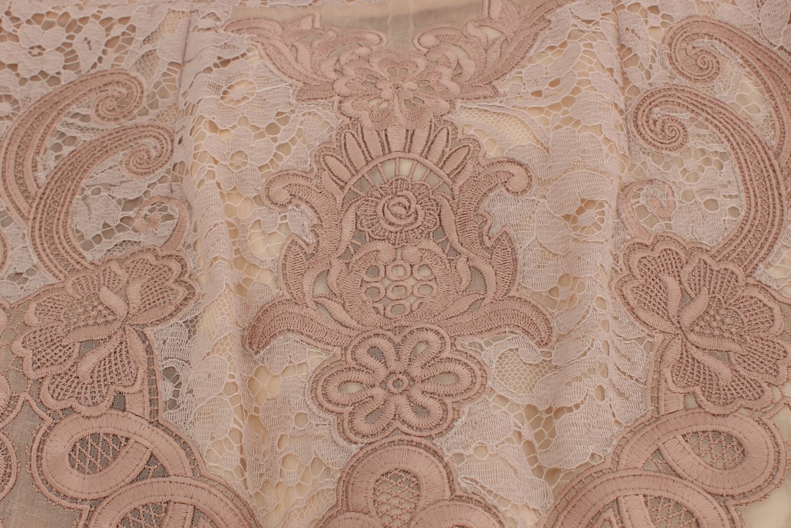 Dolce & Gabbana Pink Silk Lace Ricamo Shift Gown Dress - Image 7