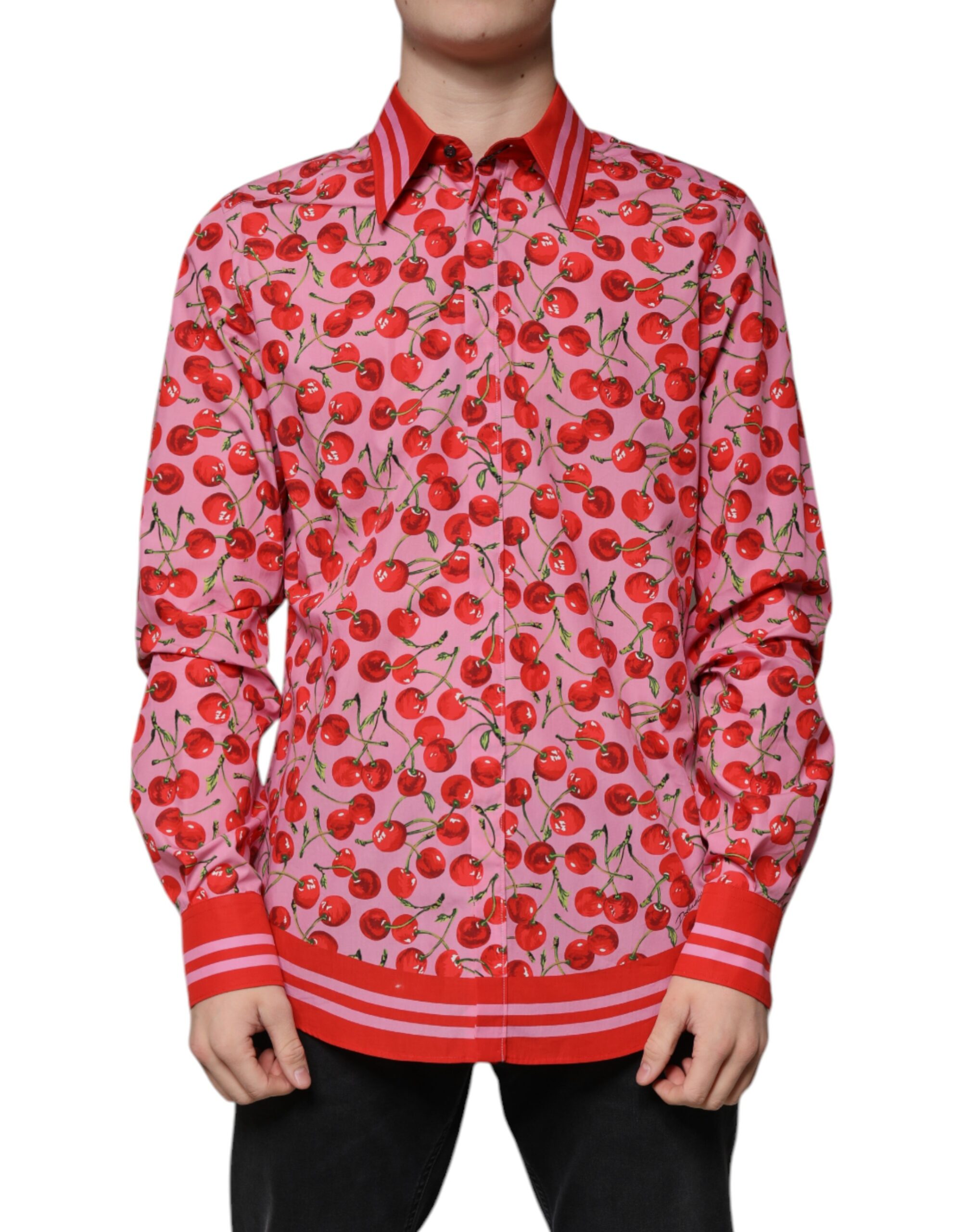 Dolce & Gabbana Pink Cherry Cotton Formal MARTINI Dress Shirt - Image 2